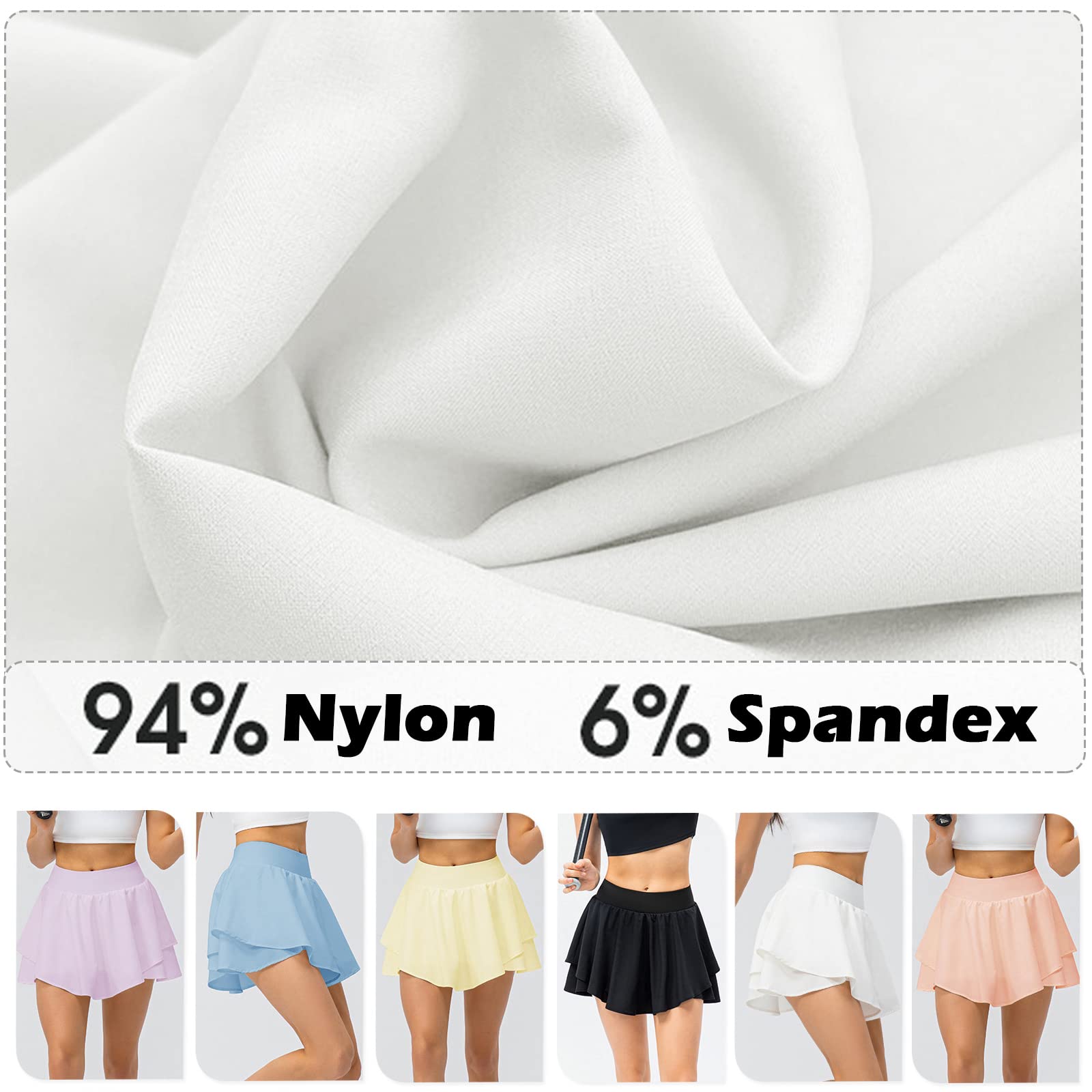 Tennisrock Damen Tennis Skort Damen, Faltenrock Golfrock mit Tasche & Innenhose für Laufen Tennis Golf Uv-Schutz Outdoor Reise