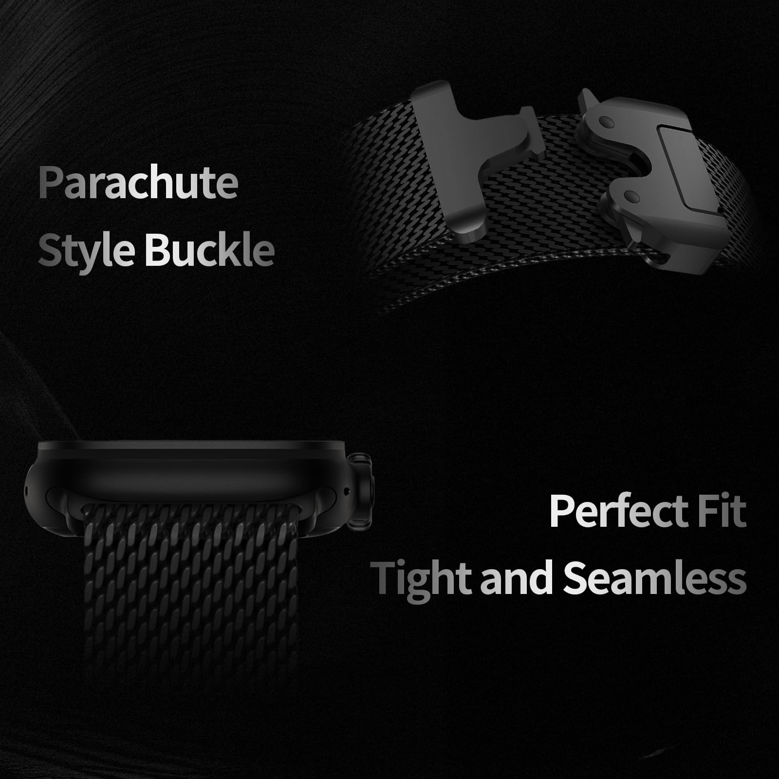 Cinturino Milanese Compatibile con Apple Watch Ultra 2/Ultra 49mm 46mm 44mm 42mm (Serie 3 2 1) Donne Uomini, Fibbia Stile Paracadute, Cinturini in Metallo per iWatch 10 9 SE 8 7 6 5 4