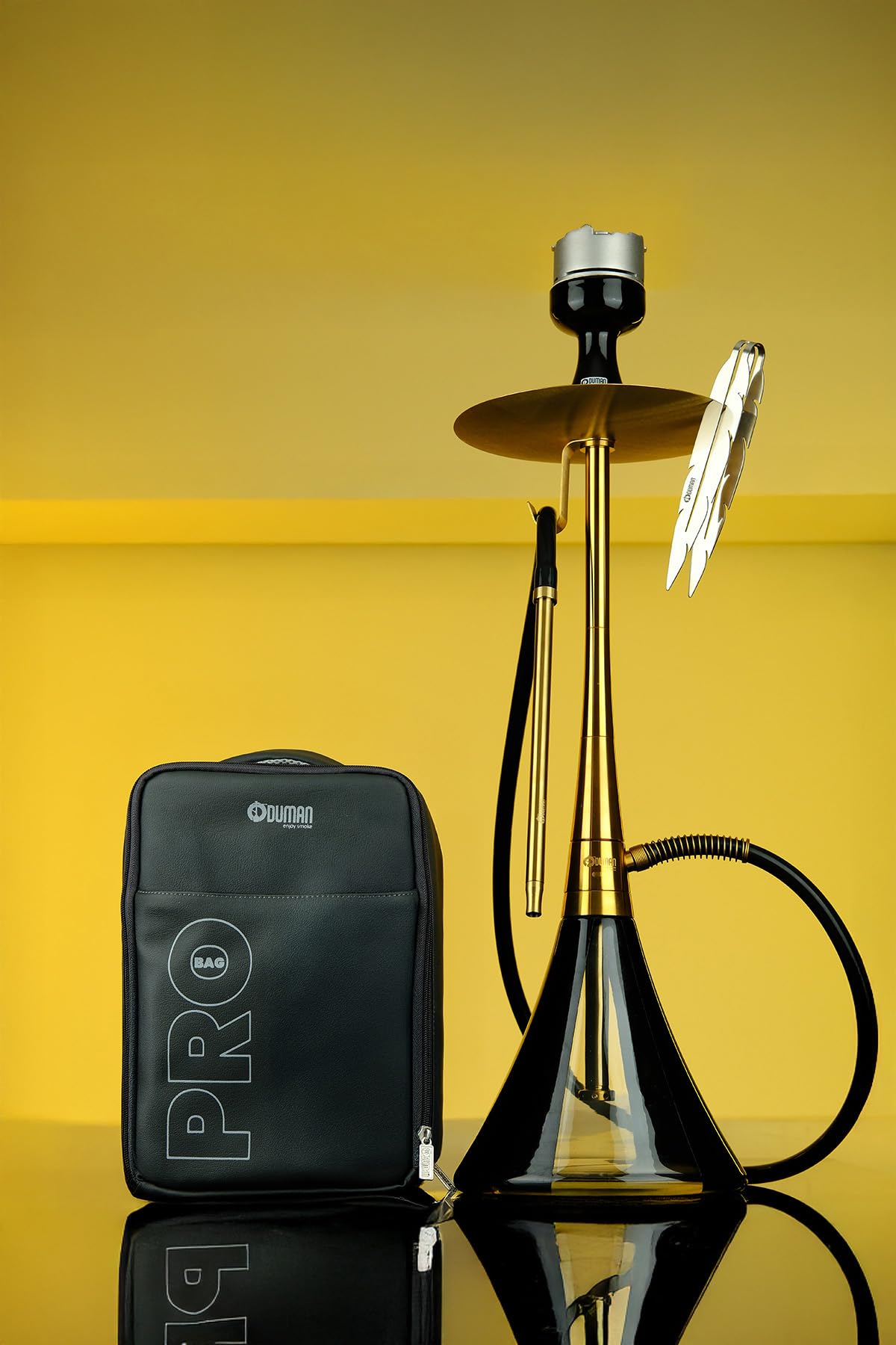 ODUMAN ORION HOOKAH - FULL SET - GOLD BODY - BLACK GLASS