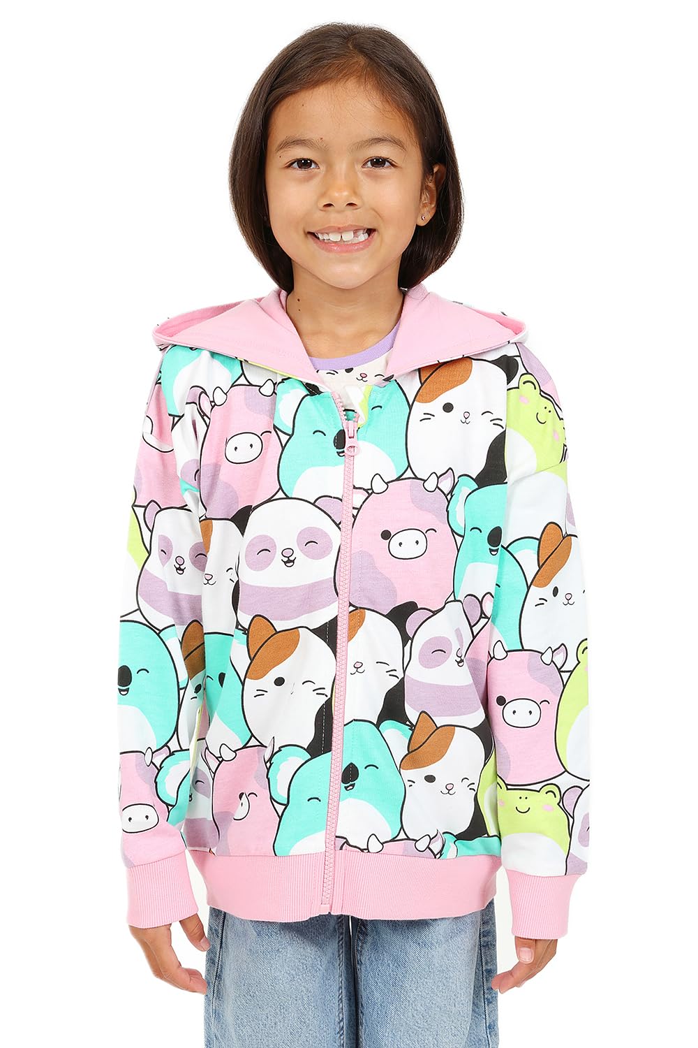 Squishmallows Felpa con cappuccio in cotone con zip per ragazze