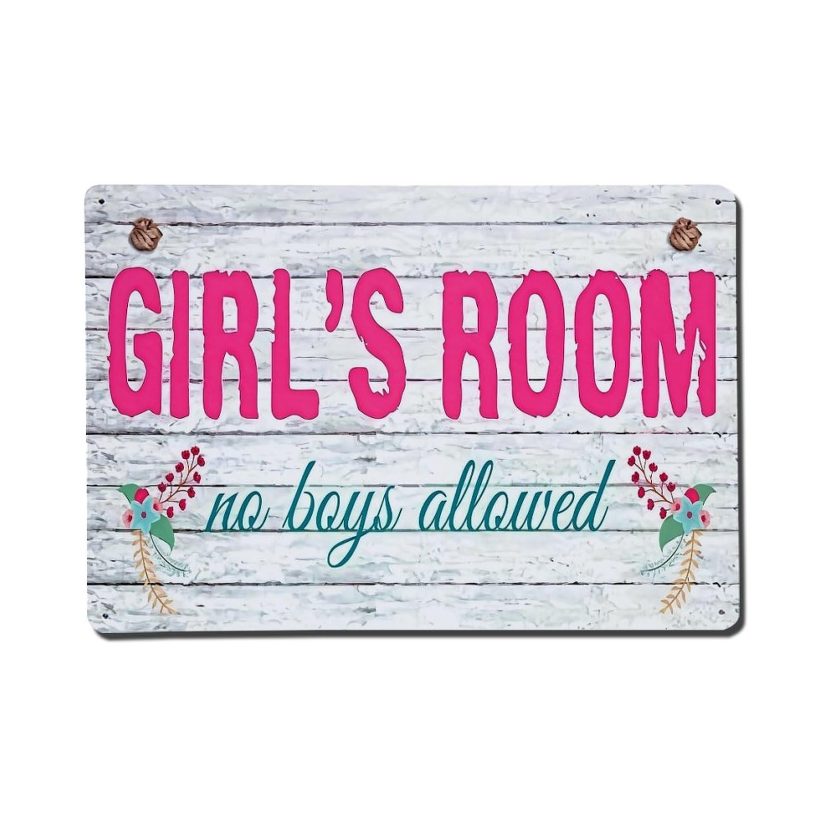 Girl's Room No Boys Allowed Vintage Tin Sign Retro Metal Wall Decor Metal Poster, Home Bar Garage Farmhouse Cafe Wall Art Decoration 8x12Inches