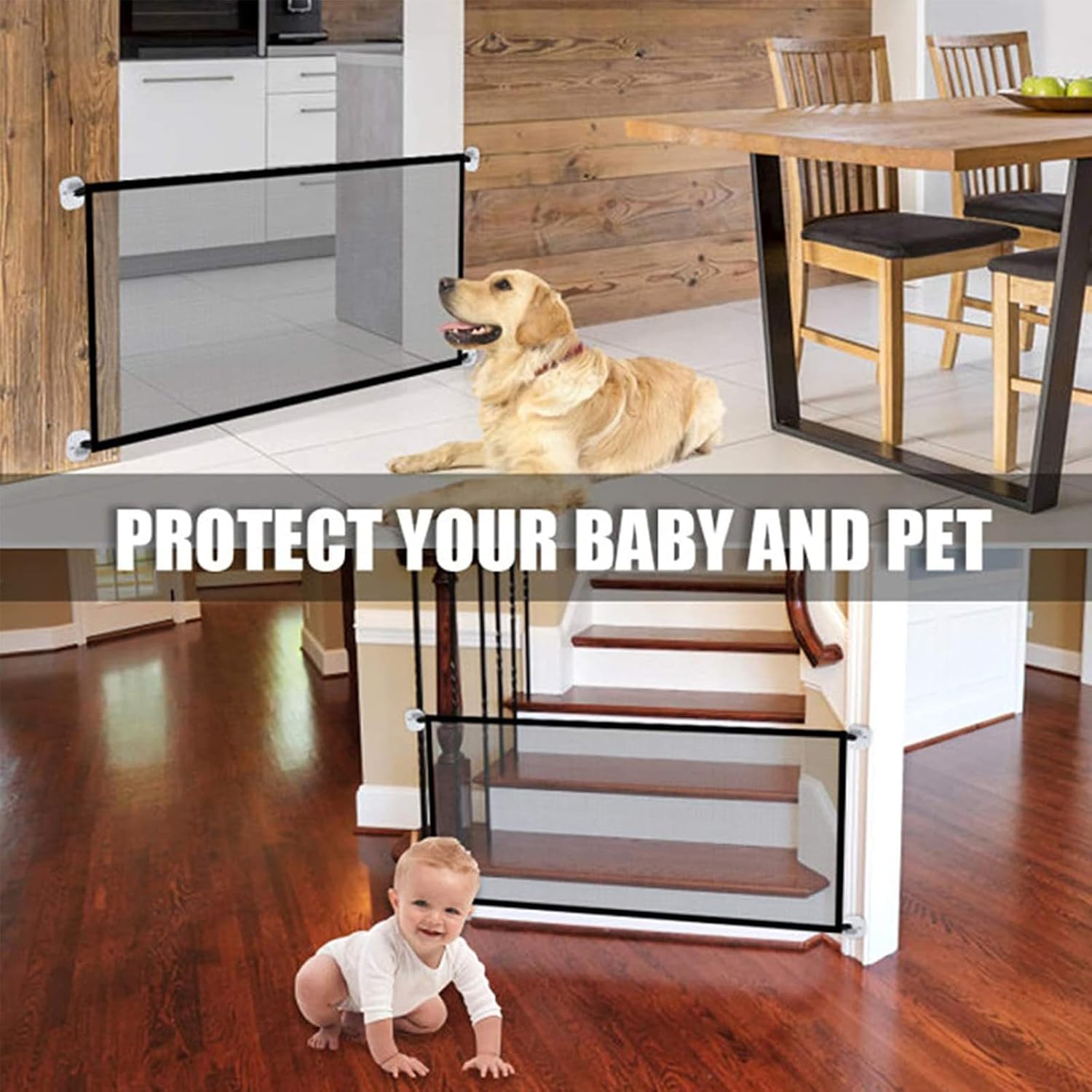 Barriera di Sicurezza Estensibile,Portatile Pieghevole Dog barriera di sicurezza,Cancelletto Portatile Pieghevole in Rete per Cani, animali domestici con base autopulente,Barriera (180 * 72 cm)