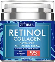 Creme Retinol para o rosto – Hidratante facial com creme de colágeno e ácido hialurônico, antirrugas reduz linhas finas com vitamina C + E ingredientes naturais creme antienvelhecimento dia e noite para mulheres e homens