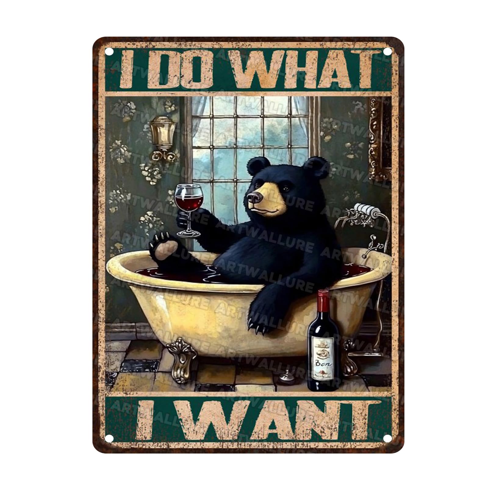 Bear Vintage Tin Sign I Do What I Want Metal Sign for Patio Porch Home Garden Bedroom Women Cave and Yard Wall Decor Art for Women and Bear Lover Funny Sign 12x16inch