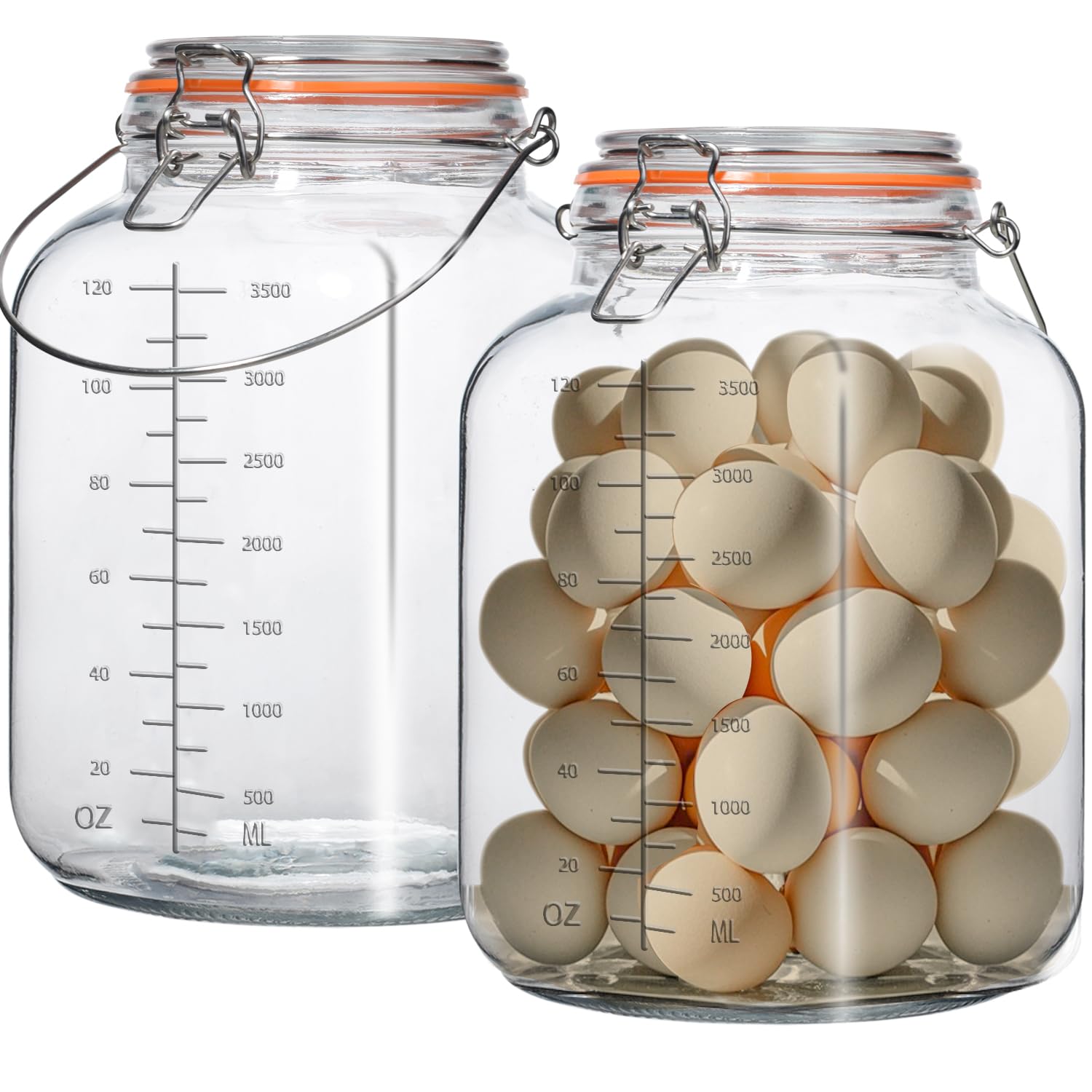Galssmagic 2 Pack 1 Gallon Glass Jar with Airtight Lids,Super Wide Mouth Large Mason Jars 128 oz,Glass Gallon Jugs Storage Container for Sun Tea,Kombucha,Storing,Canning
