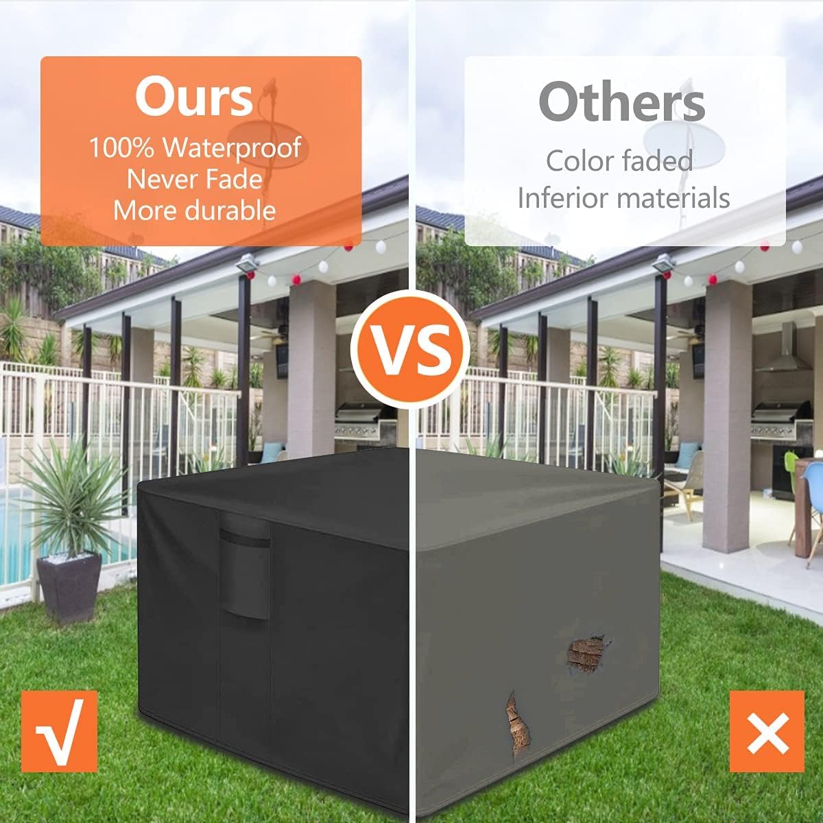 Fire Pit Cover Square for 28-32 Inch Gas Fire Table, 420D Heavy Duty Outdoor Fire Pit Cover Full Coverage Patio Outdoor Fireplace Cover, Waterproof, Dustproof, Anti UV, 32 x 32 x 24 in ,Black : Patio, Lawn & Garden