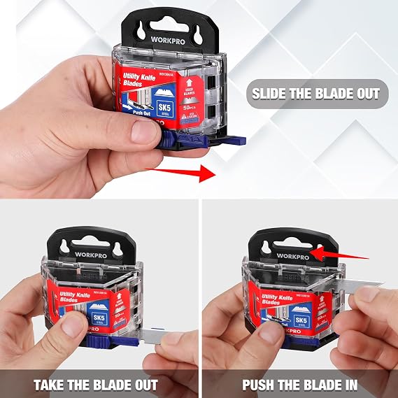 WORKPRO 50-Pack Utility Knife Blades with Dispenser