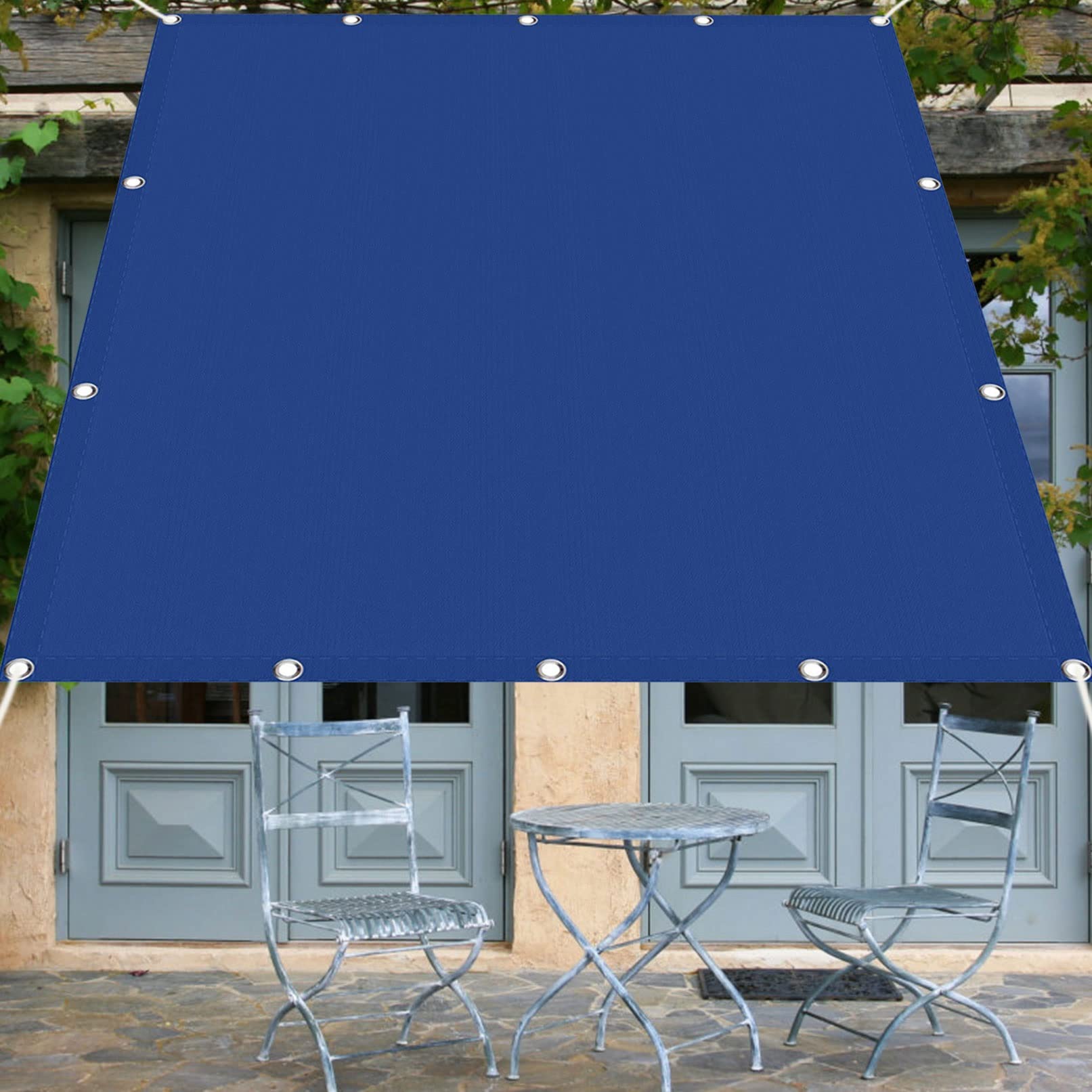 Wodoodporny Ogrodowy żagiel Przeciwsłoneczny 2 x 3.5 m Blokuj 98% Promieni Uv Baldachim Ogrodowy Na Zewnątrz z 4 Linami Zapobiegającymi Podglądaniu Dla Patio Backyard, Niebieski