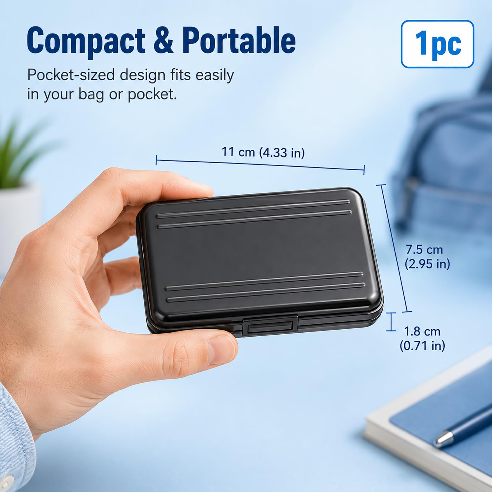 Speicherkarten Tasche Wasserdicht für 8 SD und 8 Micro SD Karten, Stoßfeste SD Karten Case Box Aluminiumlegierung Schutzhülle für SDHC SDXC TF, Kamera, Drohne, Reise und Fotografie