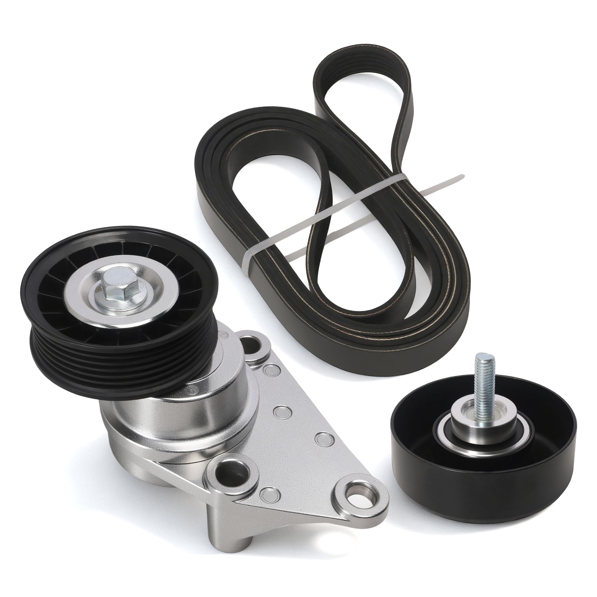 JAVOUKA Complete Serpentine Belt Tensioner Pulley Component Kit, Fits for Cadillac 2003-2006, for Chevy 2002-2007, for GMC 2002-2007#OE 39083 12609719