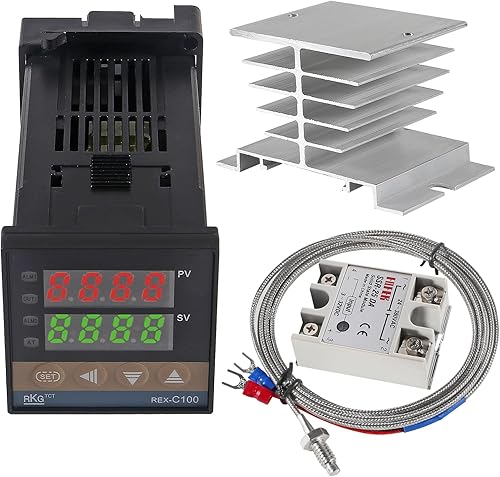 Miniatura 2 de UMLIFE PID Controlador de temperatura REX-C100 REX C100 Kit de termostato de alto voltaje 100ACV a 240ACV+ Relé SSR SSR-25DA+ K Termostato Sonda de