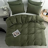 Vista 4 de Jane yre Funda de edredón verde Queen 100% microfibra cepillada de 3 piezas, tamaño Queen, funda de edredón verde oscuro, 1 funda de edredón + 2