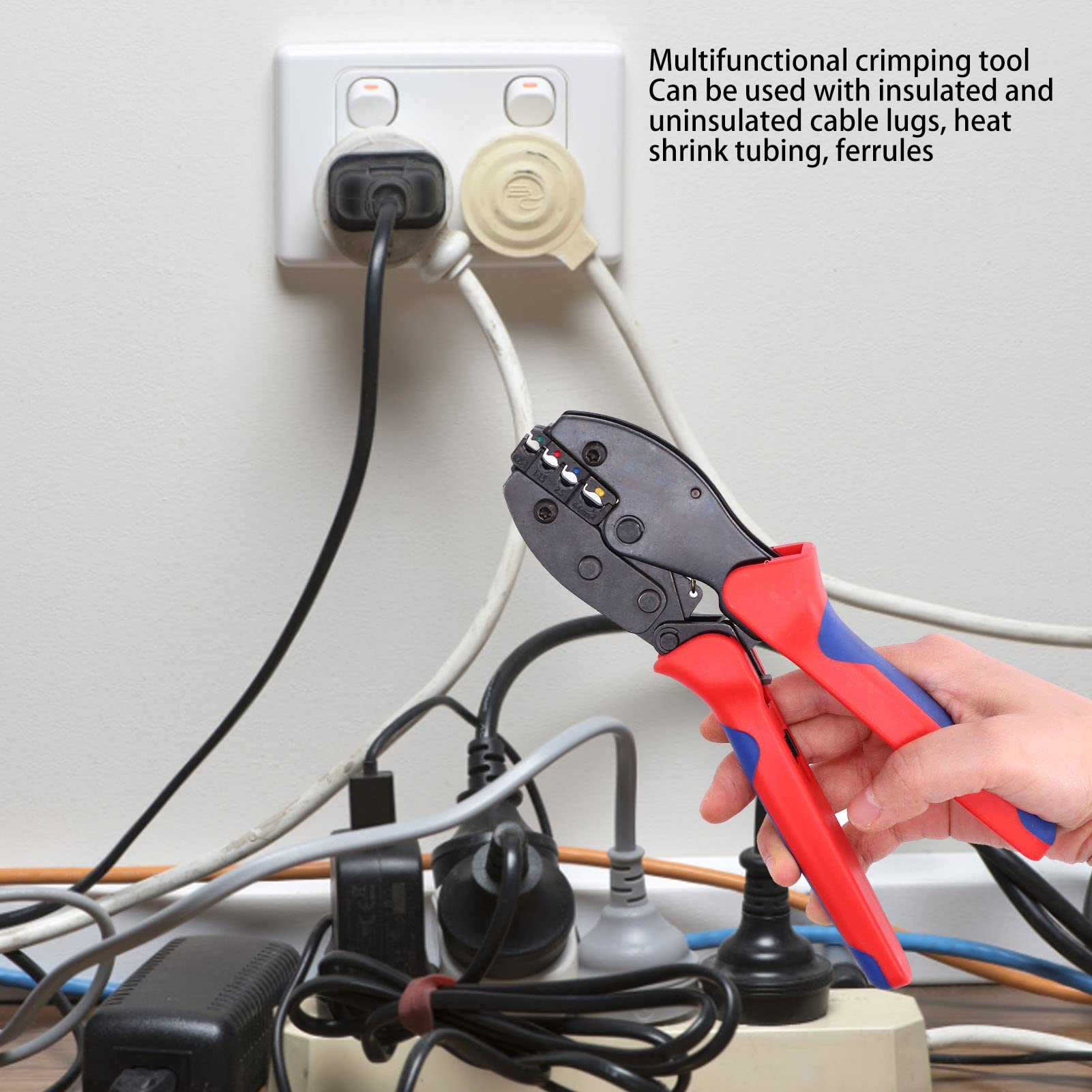 5 Pz/Set Pinza a Crimpare, Pinza a Crimpare per Cavi, Pinza a Crimpare per Cavi in ​​acciaio Al Carbonio, Strumento a Crimpare per Connettori Elettrici Isolati