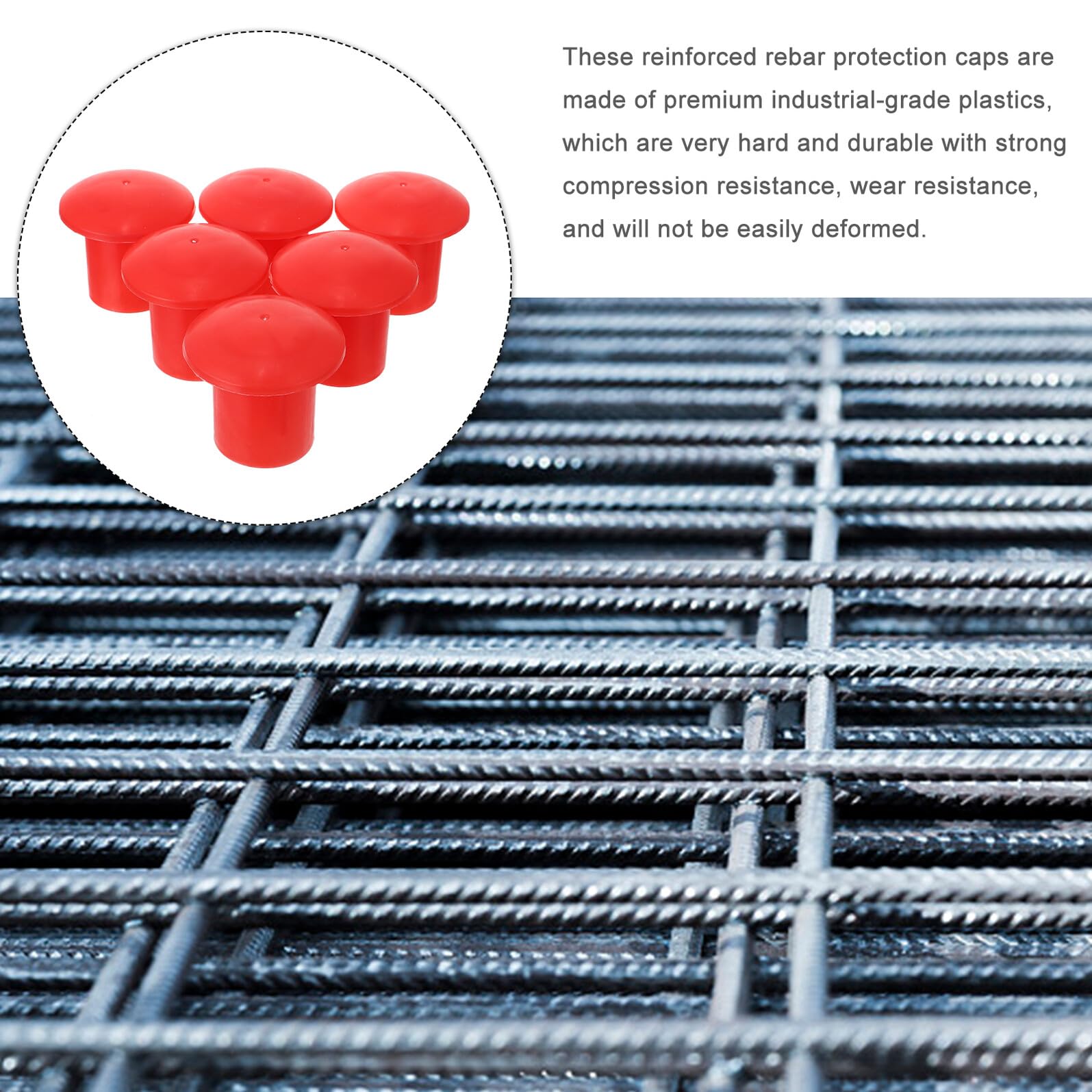 VILLCASE 30piezas Tapones De Seguridad Para Varillas Metálicas Cobertura Protectora De Plástico Color Rojo Reductor De Riesgos Obras Protección Para Extremos De Barras De Acero