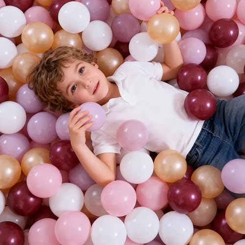 Miniatura 5 de GOGOSO Pelotas para niños pequeños, bolas de plástico para bebés, pelotas suaves en colores pastel, no tóxicas, sin BPA, rosa, dorado, blanco, rojo