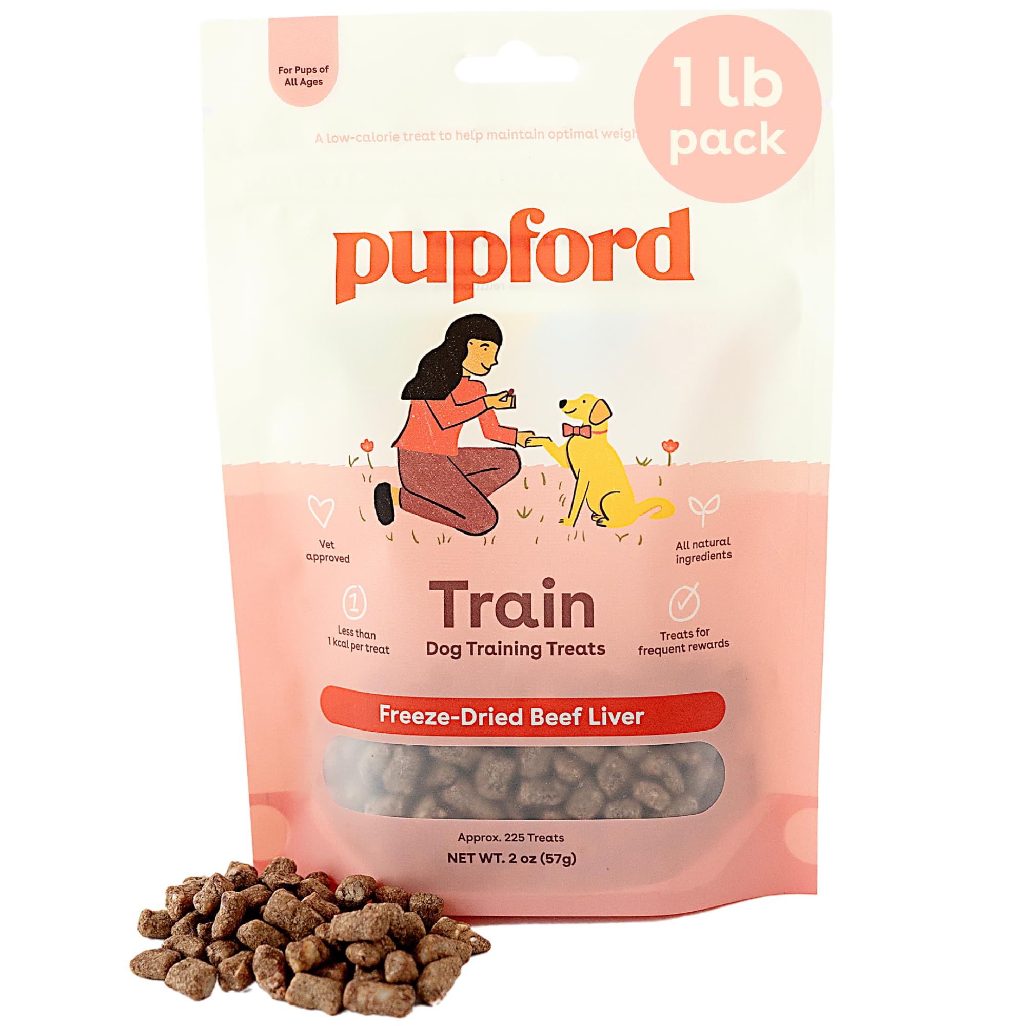 Pupford Freeze Dried Training Treats for Dogs & Puppies, 1800+ Limited Ingredient Bites (1lb Beef Bundle)
