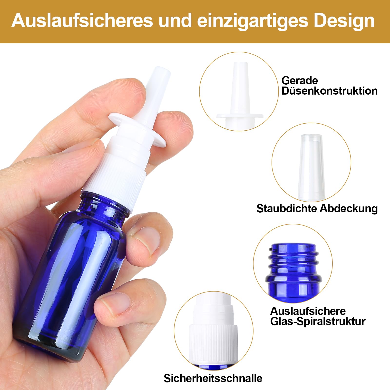 4 Pezzi Bottiglia Spray Nasale, 30ml Flaconi Spray Nasale, Riutilizzabile Spruzzatori Nasali Vuoti, Fine Vetro Nebulizzatore Spray per Profumi, Oli Essenziali, Soluzione Salina