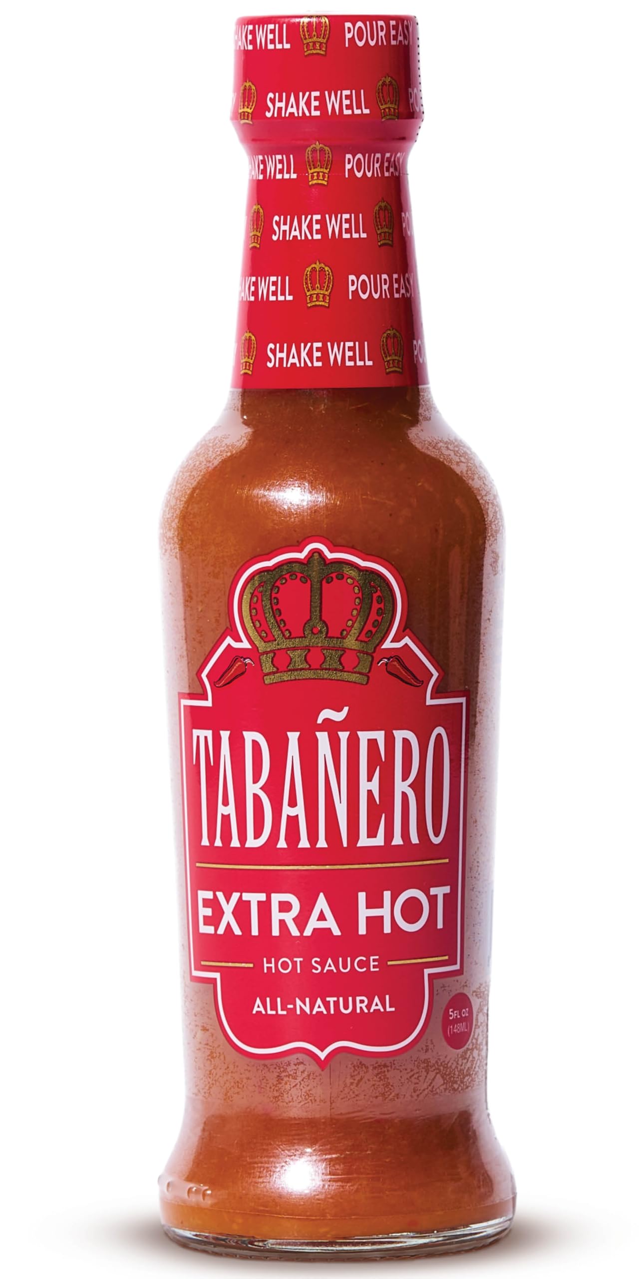 Tabañero Extra Hot Sauce, 5 oz Small Glass Bottle, Gourmet Spicy Sauce Gift, All Natural, Low Sodium, Made in the USA
