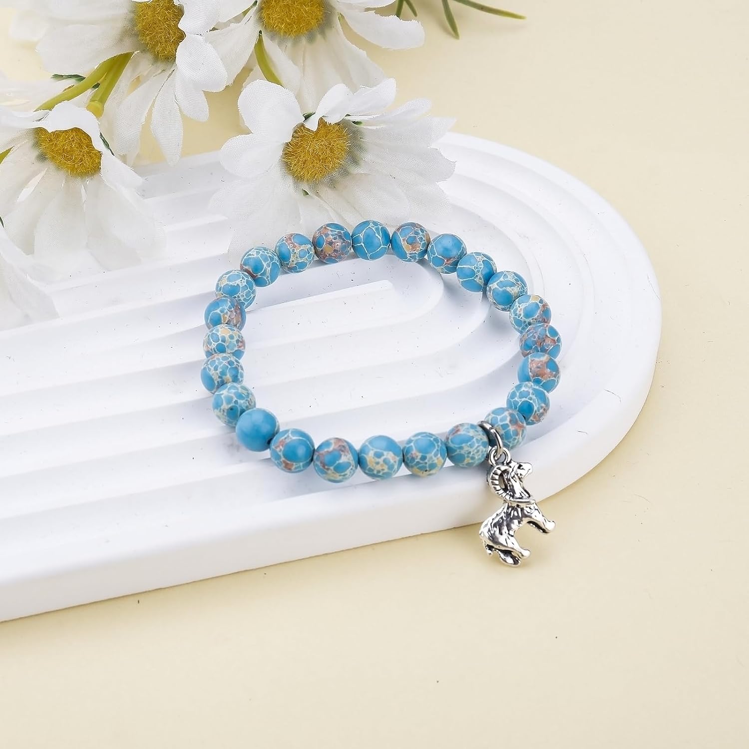 PARTNER Goat Inspirational Birthday Gifts for Women Unique Gifts Natural Stone Beaded Bracelets for Women Agate Beaded Jewelry with Meaningful Message Card For Goat Lover,Comes Packaged (A2) - Image 4