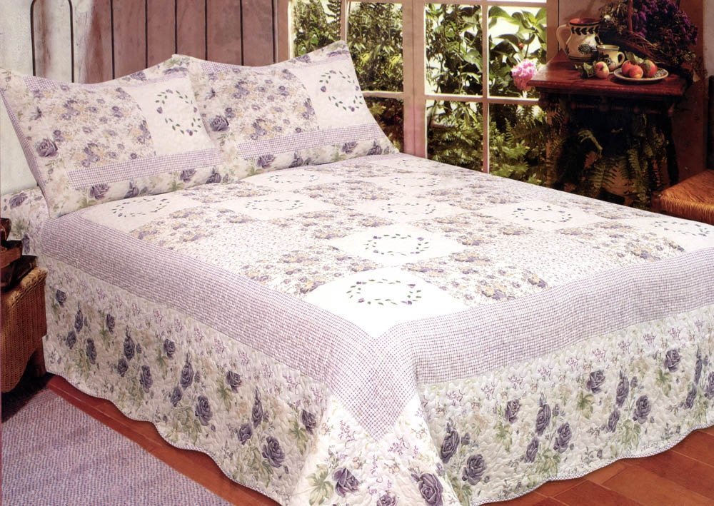 Lilac Fields Purple King Quilt Set