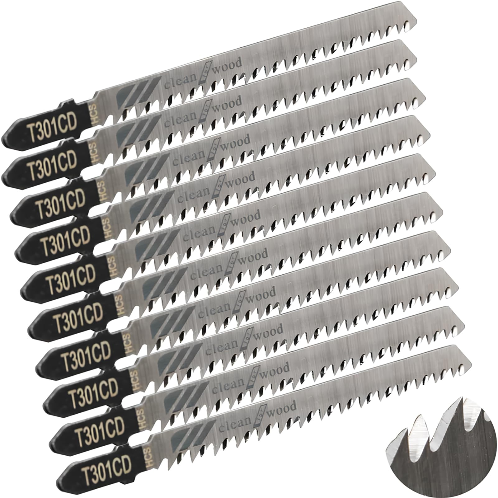 CESFONJER 10 Pcs HCS - T301CD Lama per Seghetto Alternativo, Set di Lame per Seghetto Alternativo per Legno Duro e Materiali Legnosi Abrasivi