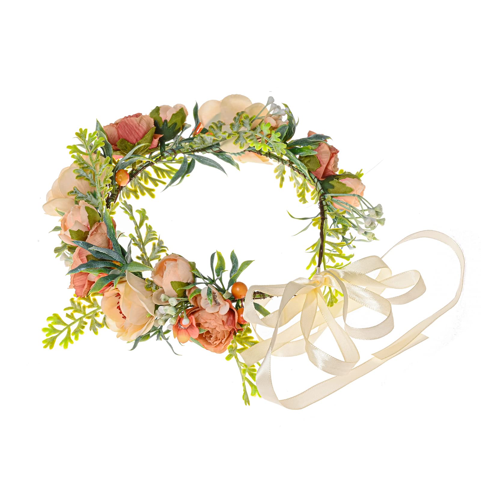 Vividsun Frauen Mädchen Verstellbare Rose Blume Krone Blumenkrone Girlande Hochzeit Festival Party Kopfschmuck (khaki)