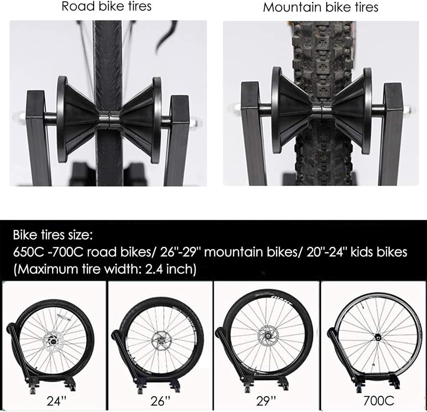 Foldable Bicycle Storage Stand, Bike Floor Parking Rack Wheel Holder, for Front and Rear Wheel Parking Rack Stand