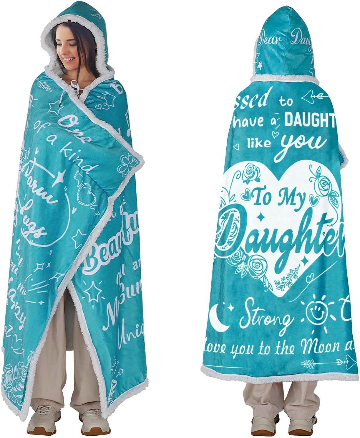 Sherpa Flannel Wearable Blanket Hoodie - Christmas Birthday Gift - Cozy Warmth Hoodie Blankets 70.8" X 47.3"