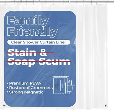 downluxe Clear Shower Curtain Liner, 72x84, Lightweight