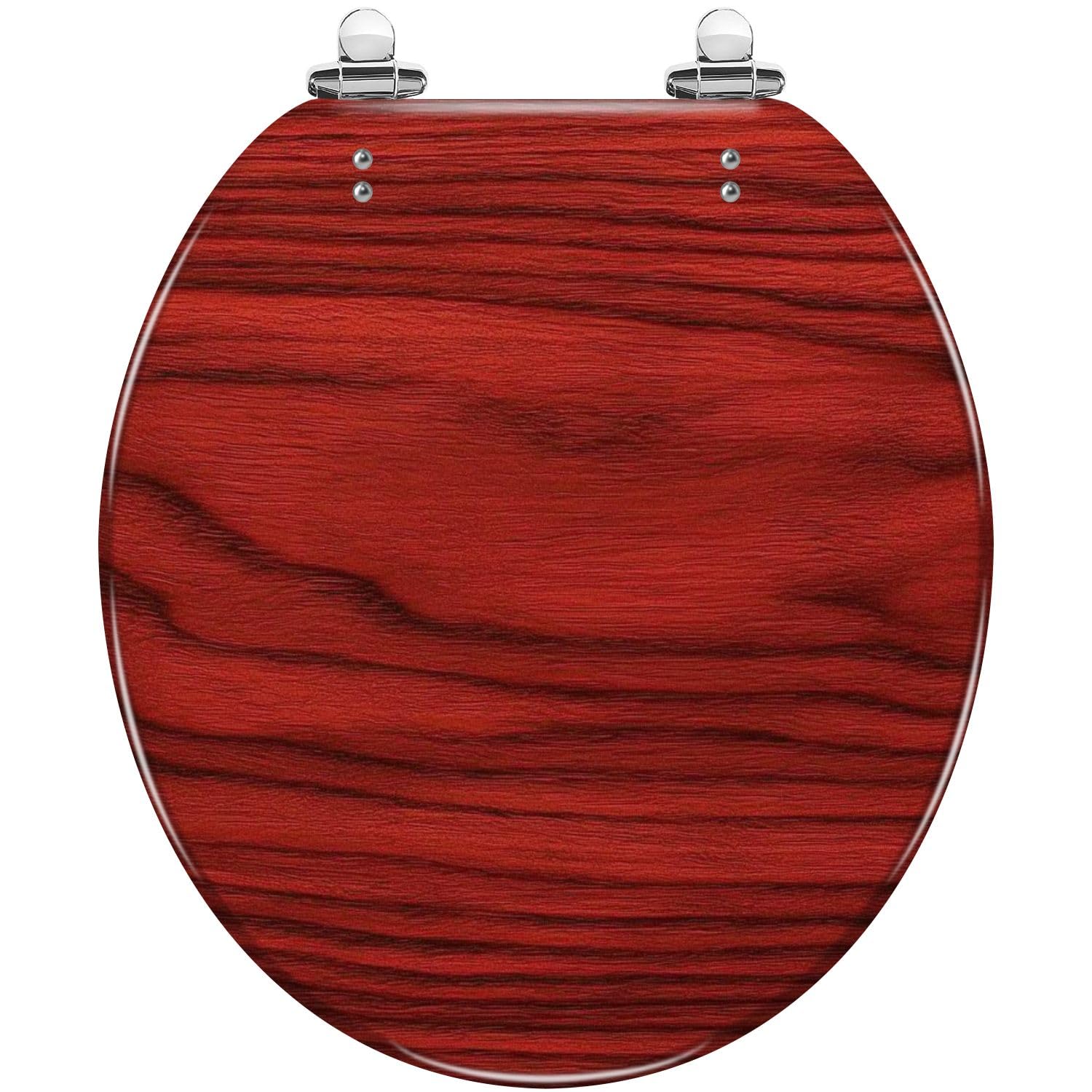 Resin Cherry Wood Texture Toilet seat Hinges Quiet Quick Release Cover Easy Install, Adjustable, Lightweight, Durable, Portable, User-Friendly, Compact, Decorative, Round