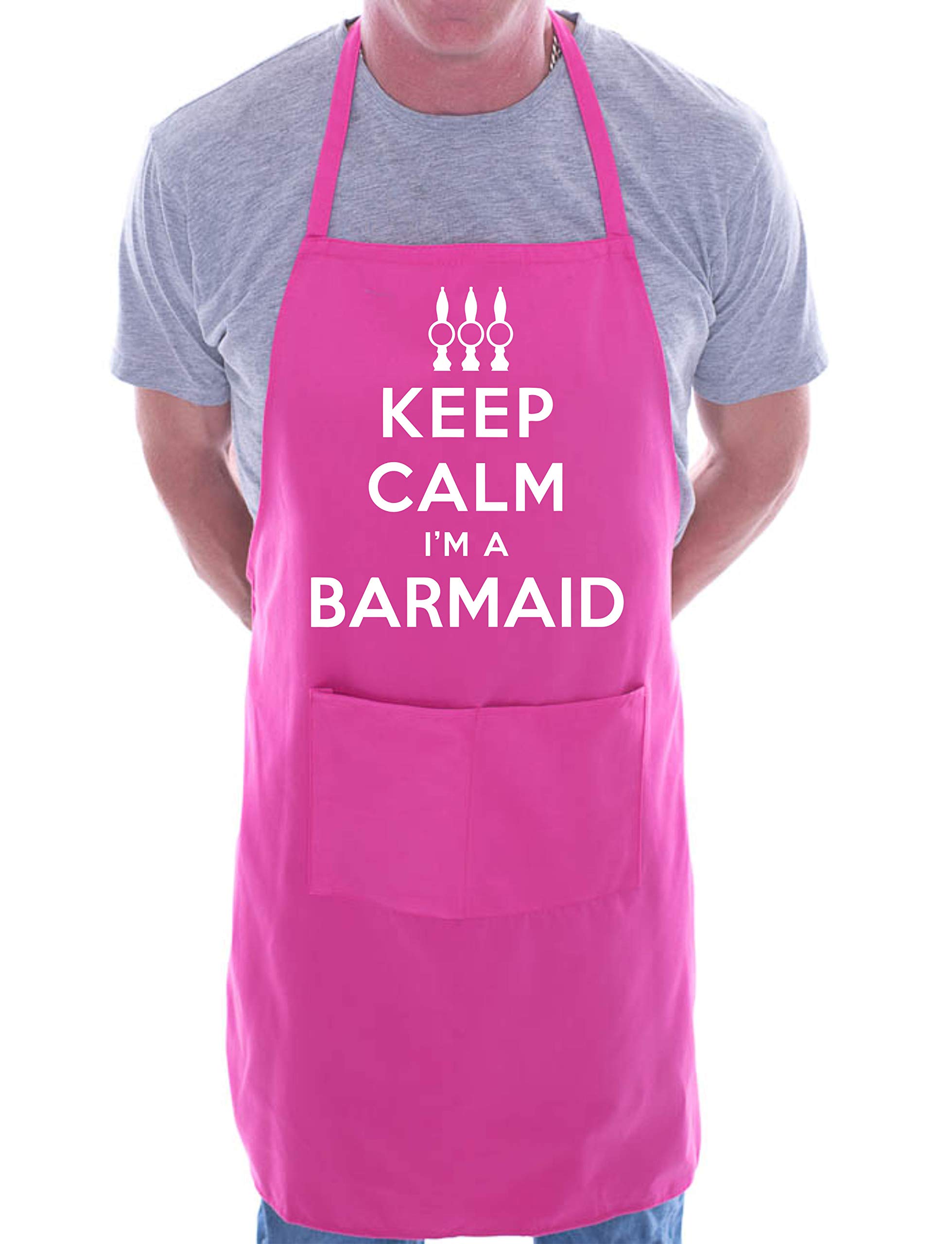 Print4U Keep Calm I'm A Barmaid Novelty Cooking Apron Pink