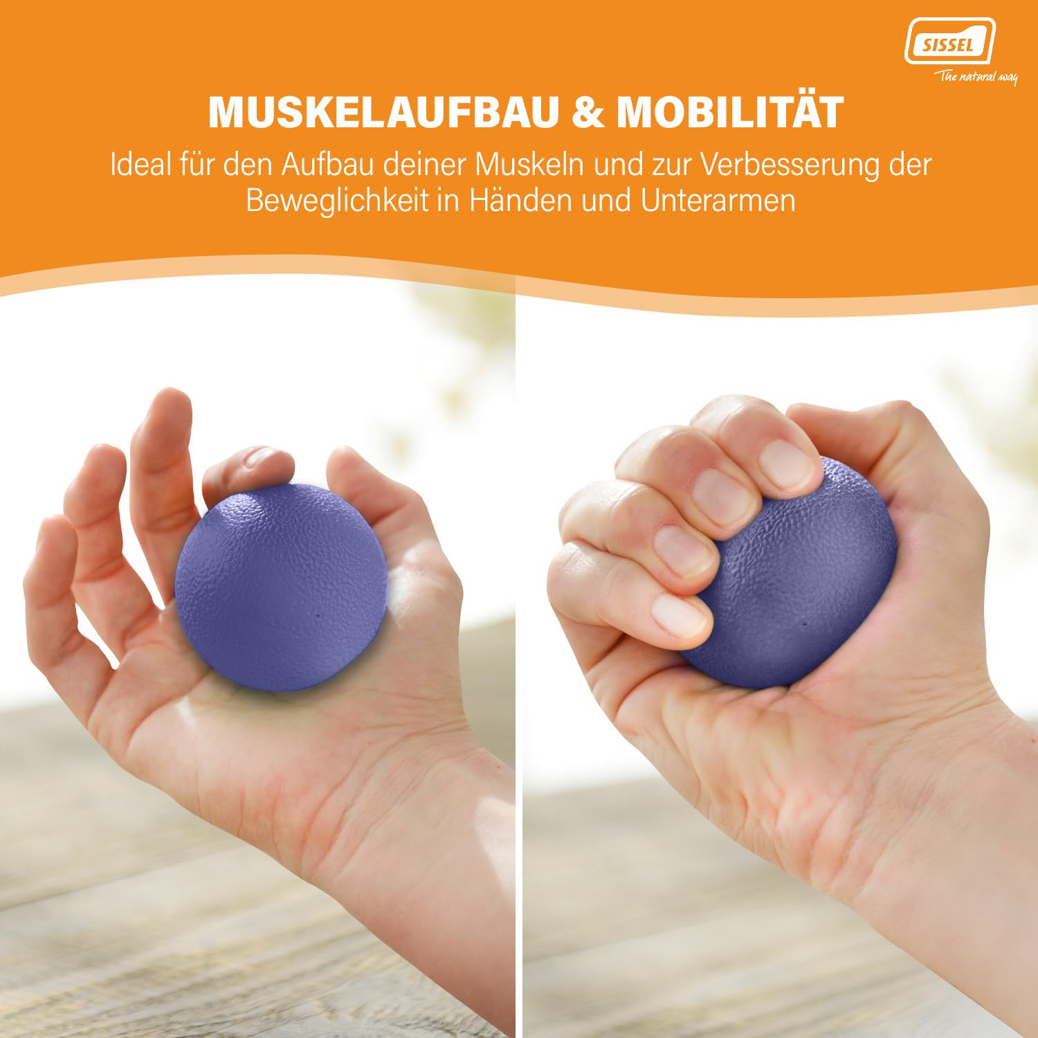 SISSEL® Press Ball | Hand- & Unterarmtrainer für Muskelaufbau & Beweglichkeit | Ideal für Therapie & Fitness | Ergonomisches Design | Inklusive Übungsanleitung