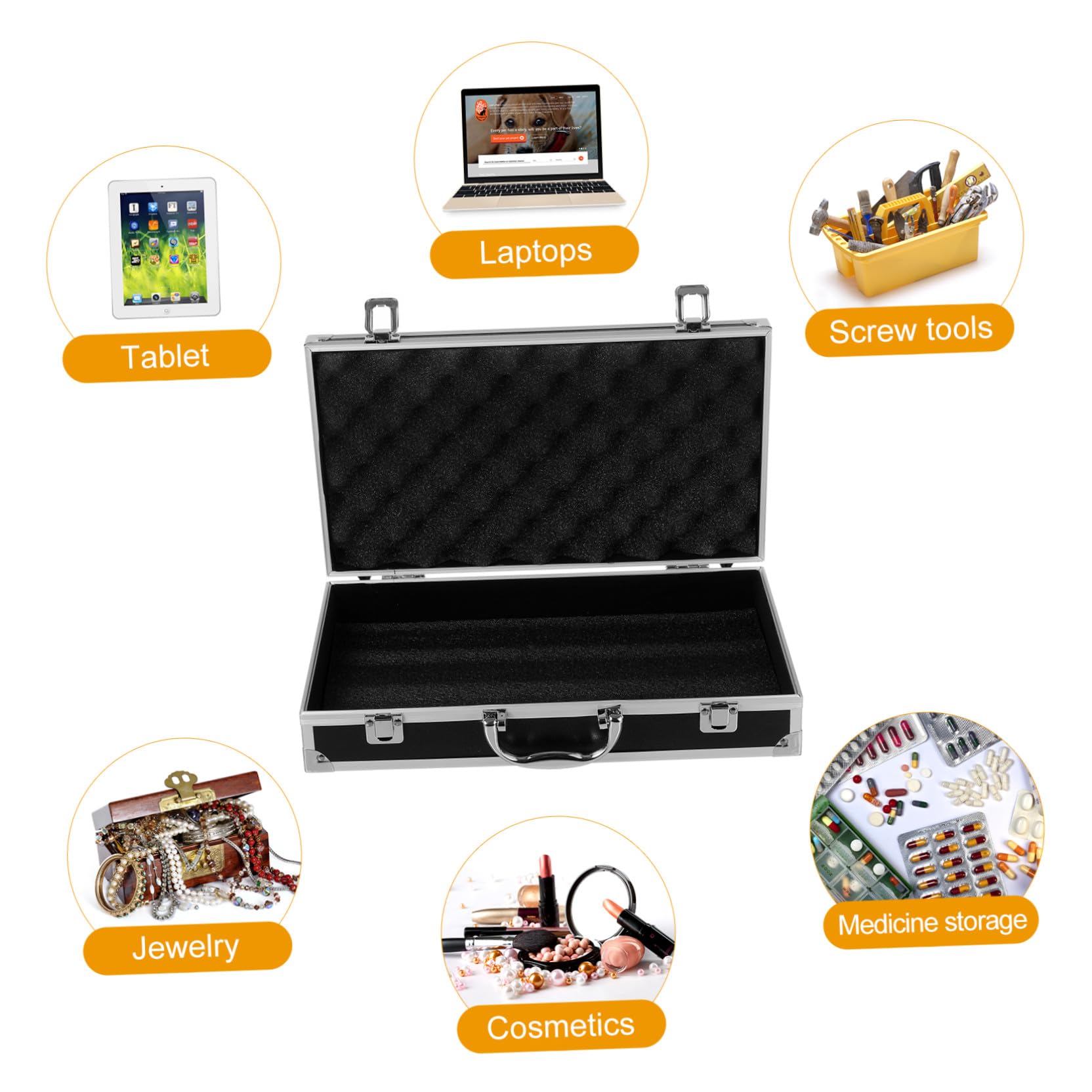 Coffret à Outils en Aluminium Noir, Grosse Capacité, Portable et Sûr
