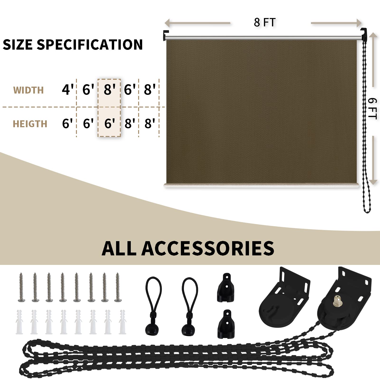 Shade Drawstring Loop Snapklik.com : Amagenix Outdoor Roller Shades, 220GSM HDPE Drawstring ...