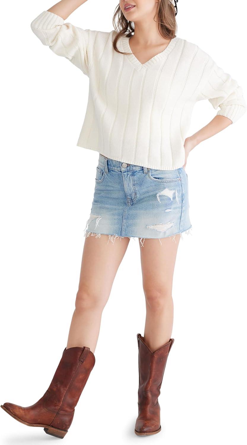 Aeropostale Women's Rib V Neck Sweater - Image 3