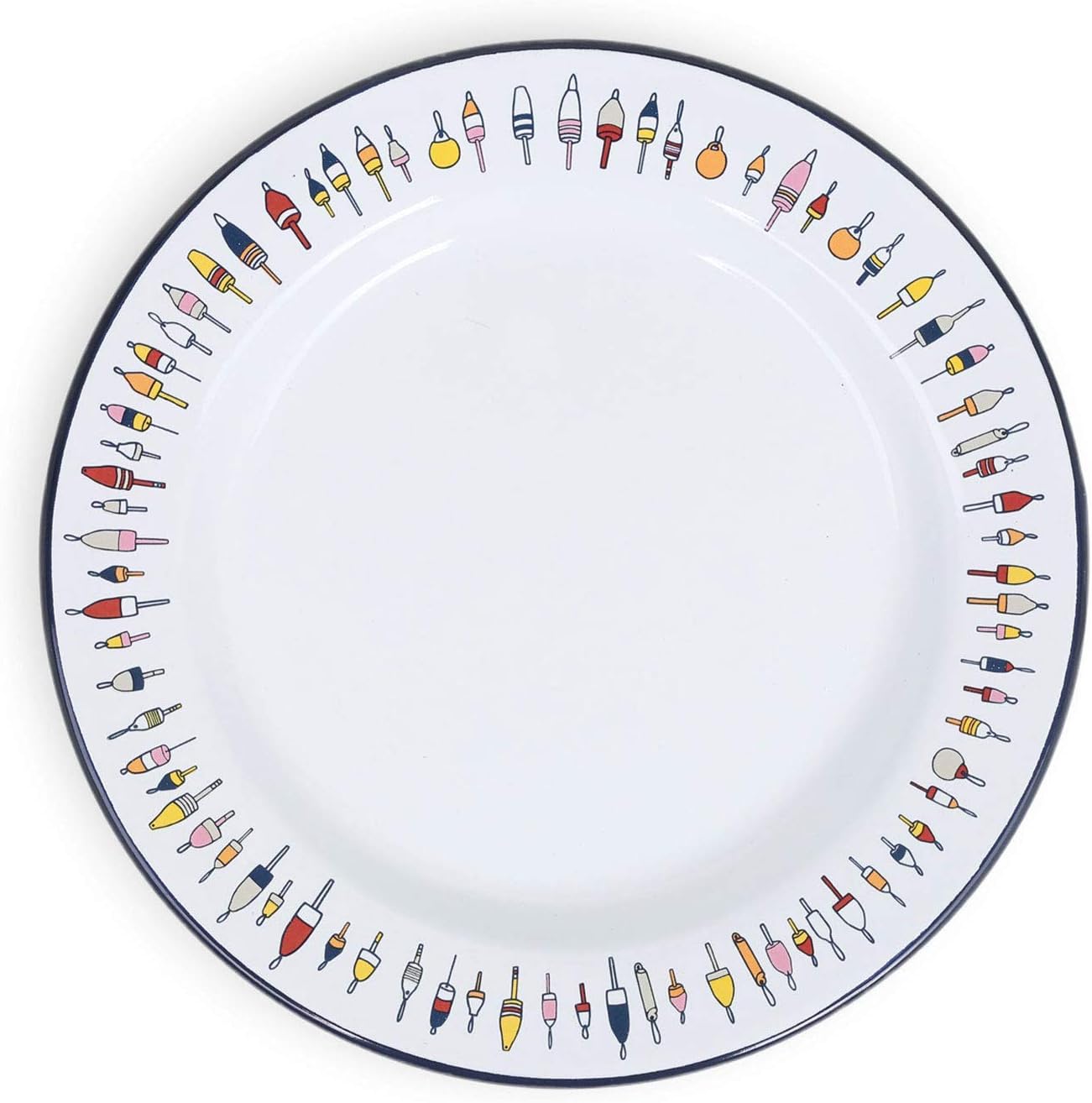 Fishs Eddy x Crow Canyon Enamelware Flat Salad/Serving Plate - 8 inch White