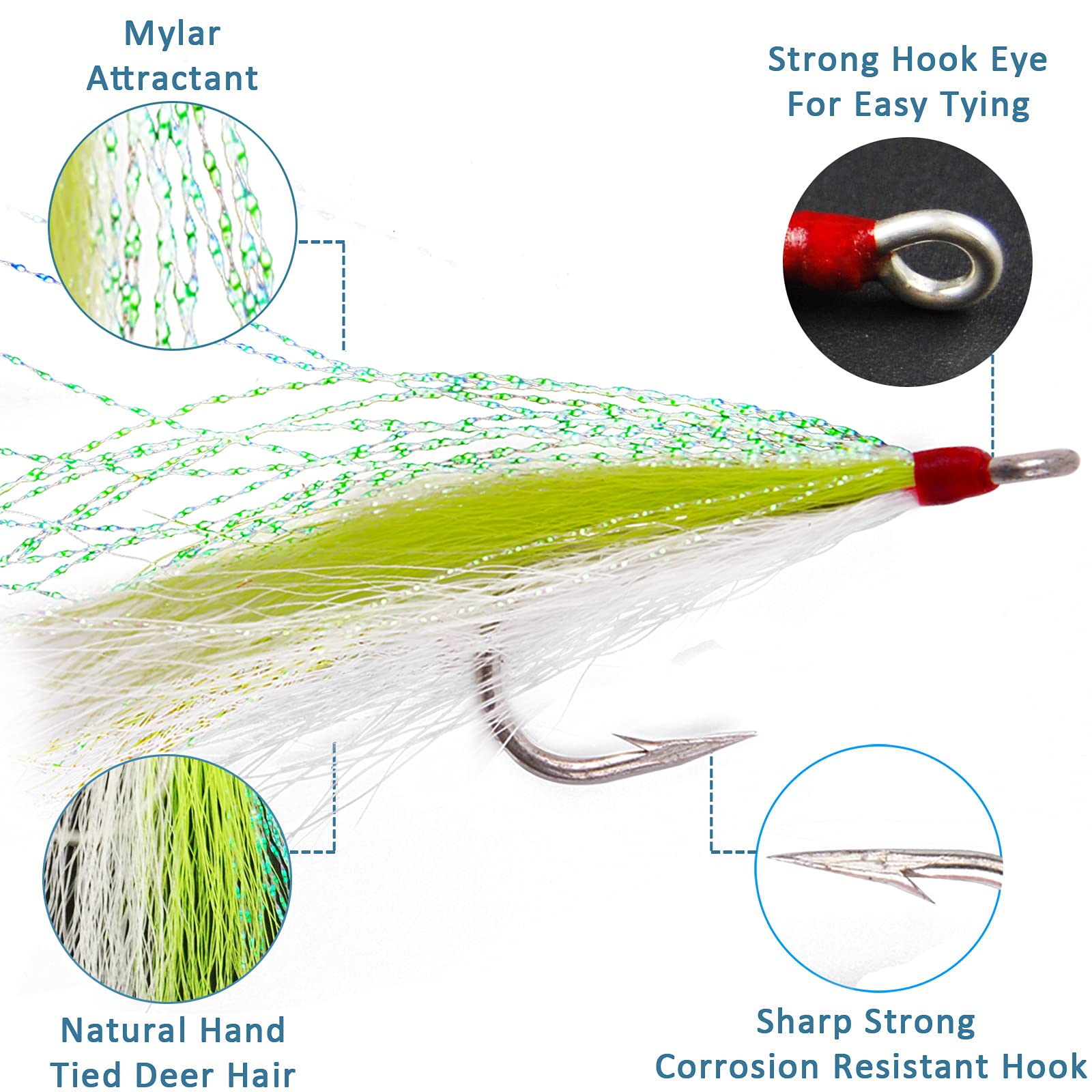 Tsunami Glass Minnow Teaser Fluke Jig w/Silicone Skirt 1/2oz White