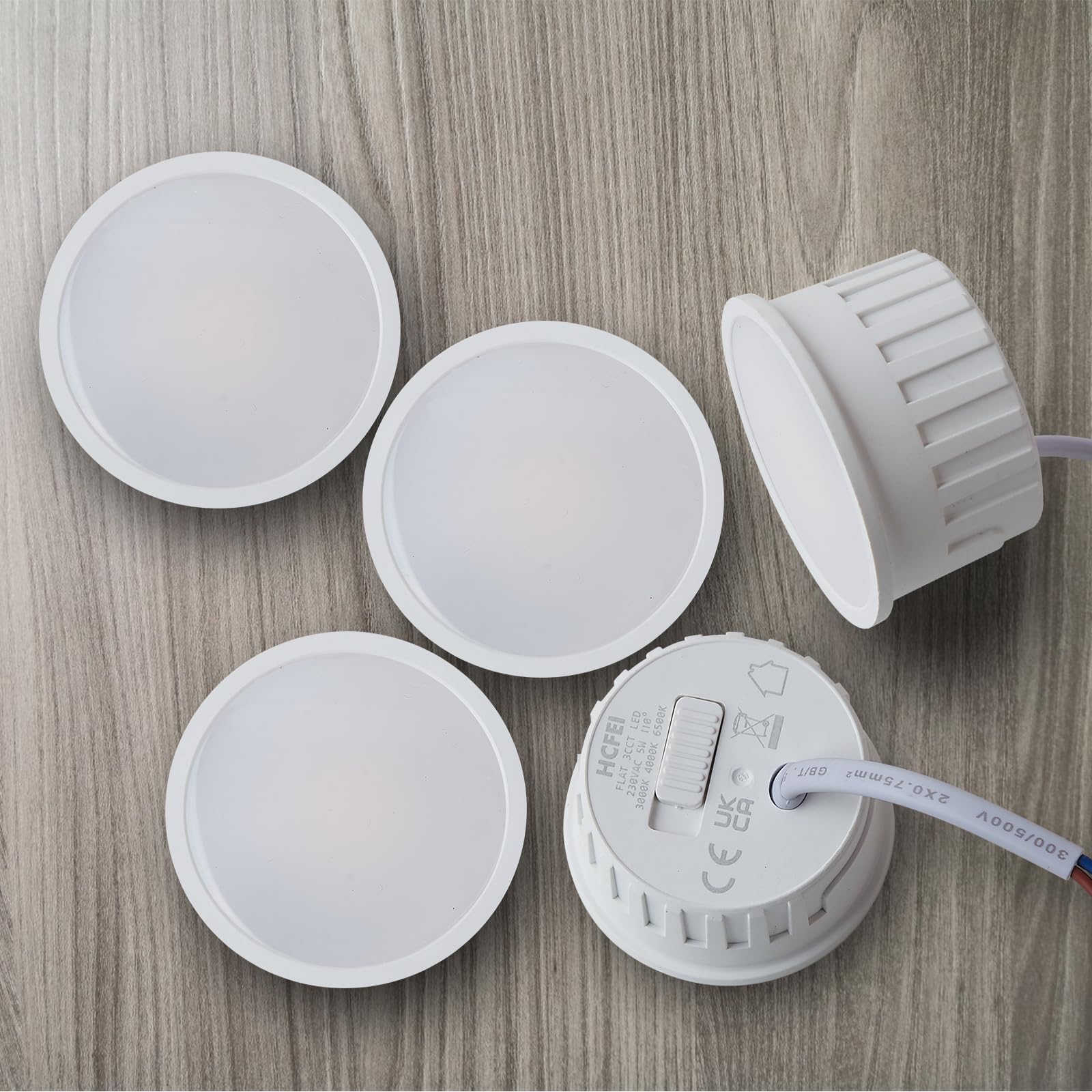 HCFEI Modulo LED ultra piatto, diametro 50 x 24 mm, per faretto da incasso, 5 W, 450 lm, 110° 230 V, bianco caldo, bianco naturale, bianco freddo, sostituisce lampadine GU10 MR16, impermeabile IP44