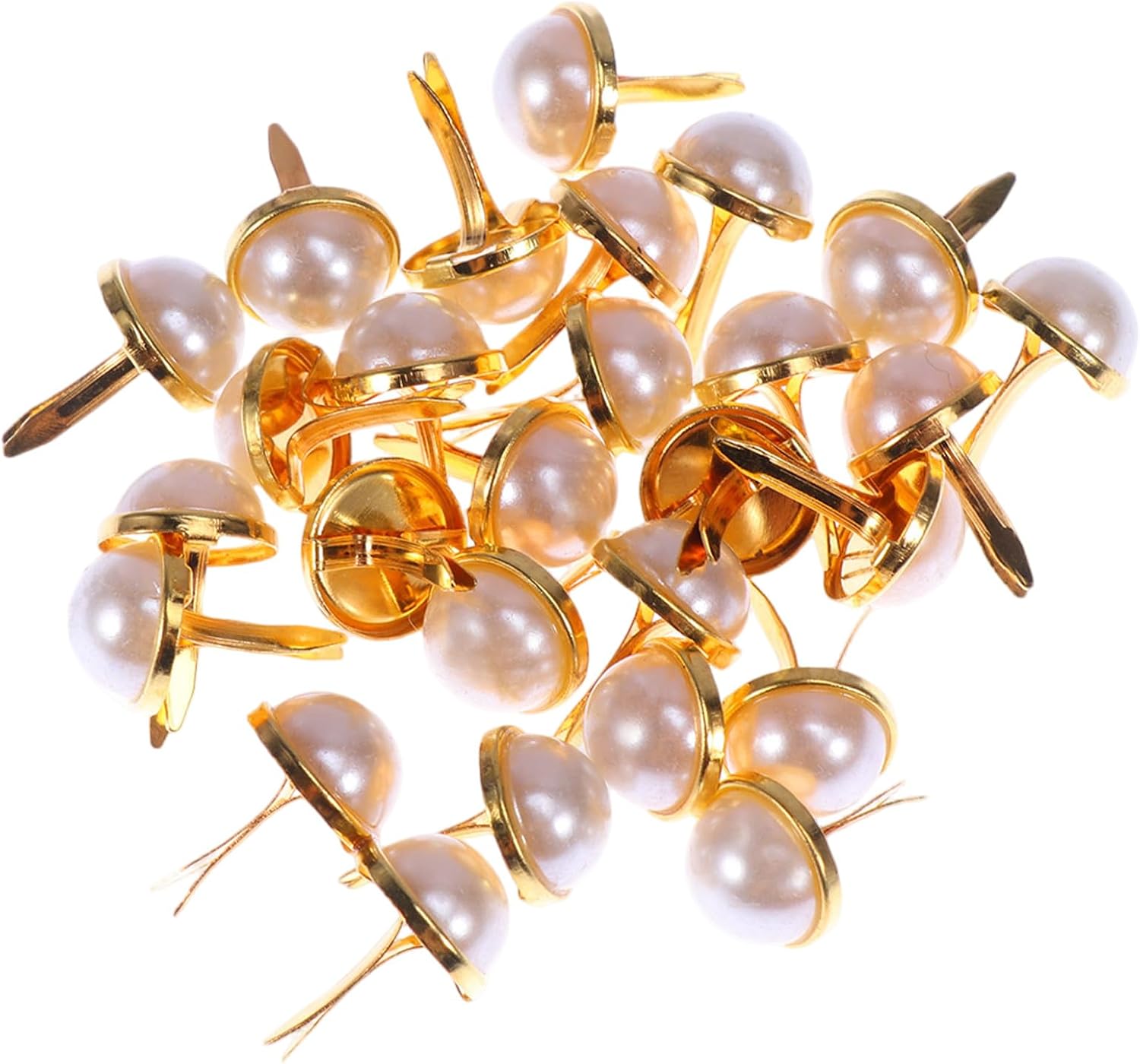 IWOWHERO 120pcs Gold Half-Round Decorative Iron Brads Two-Legged Pins for Scrapbooking Crafting Fabric Clothing DIY Embellishments