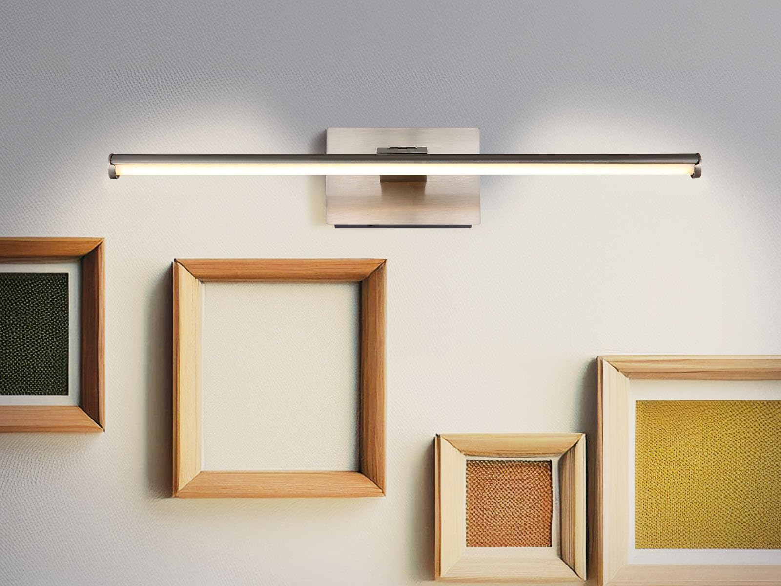 meineWunschleuchte Lampada per foto a batteria, colore argento, senza fili, larghezza 40 cm