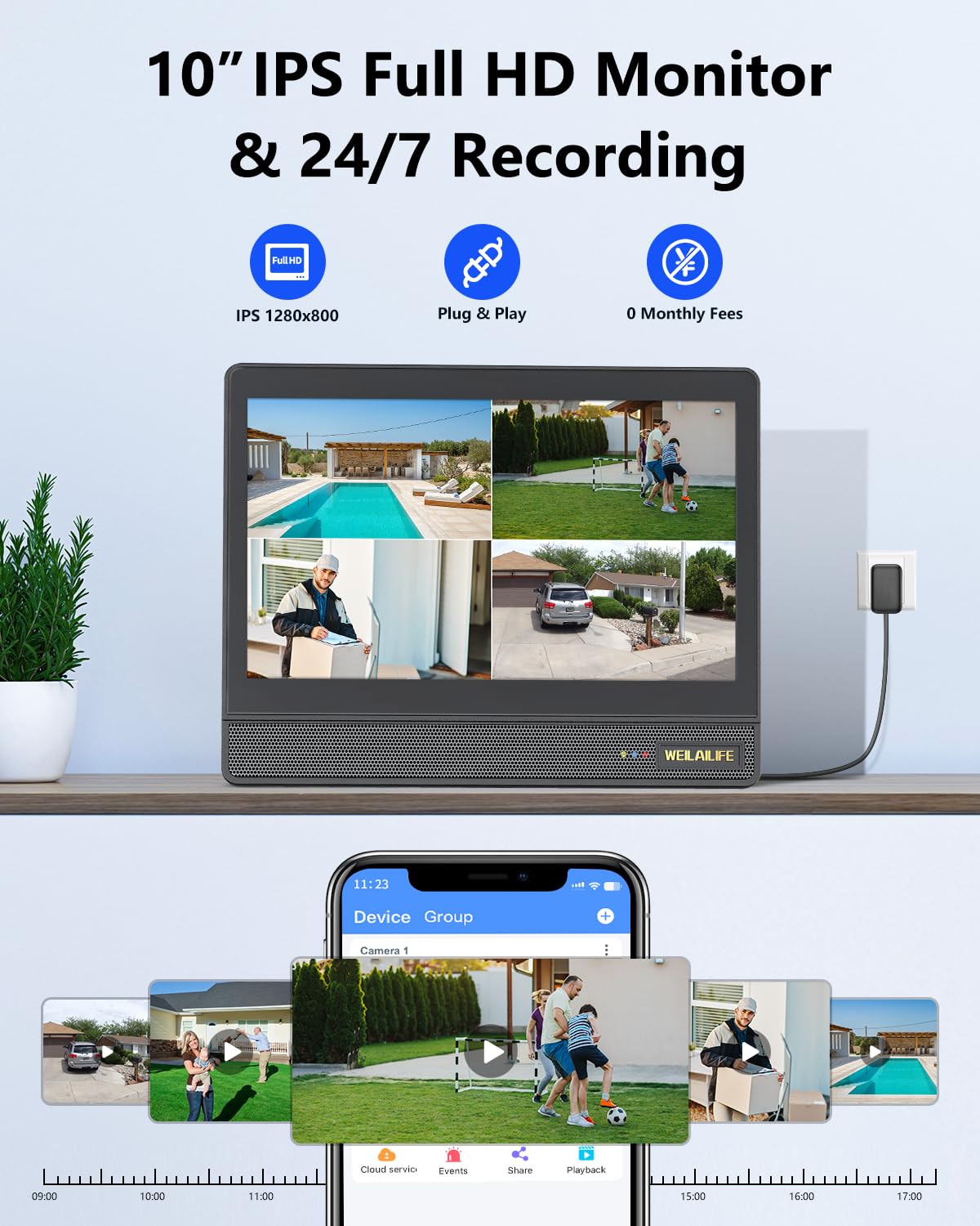 【Sistema di sicurezza tutto in uno】 Telecamere di sicurezza PTZ da 4 MP wireless per esterni, sistema di telecamere di sicurezza domestica WiFi, kit DVR per videosorveglianza