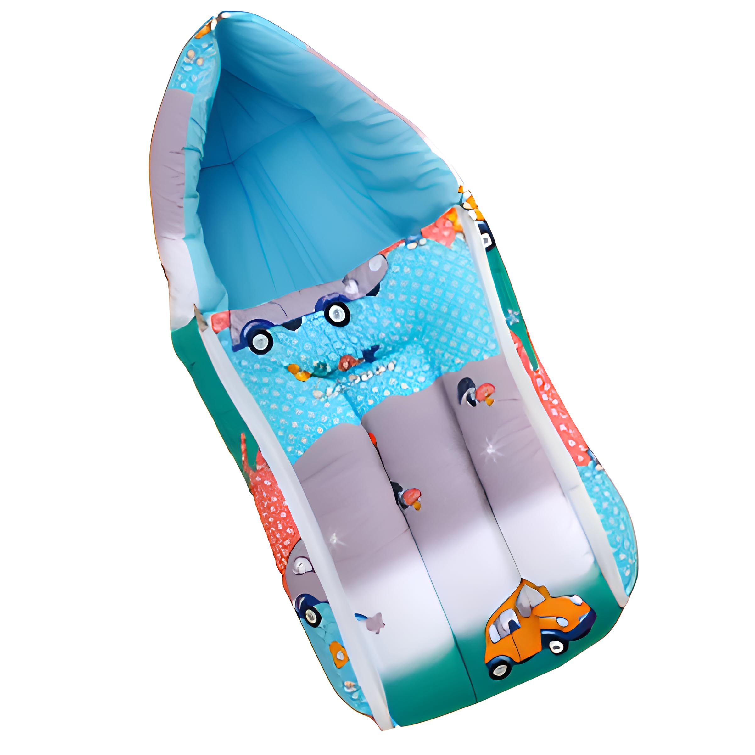 FILLOXY Baby Sleeping Bag in Muslin Cotton Material for Newborns | Soft & Skin Friendly Wrapper Lightweight Cushioned Infant Sack Easy to Carry Wash 0-6 Months (CAR Sky Blue)