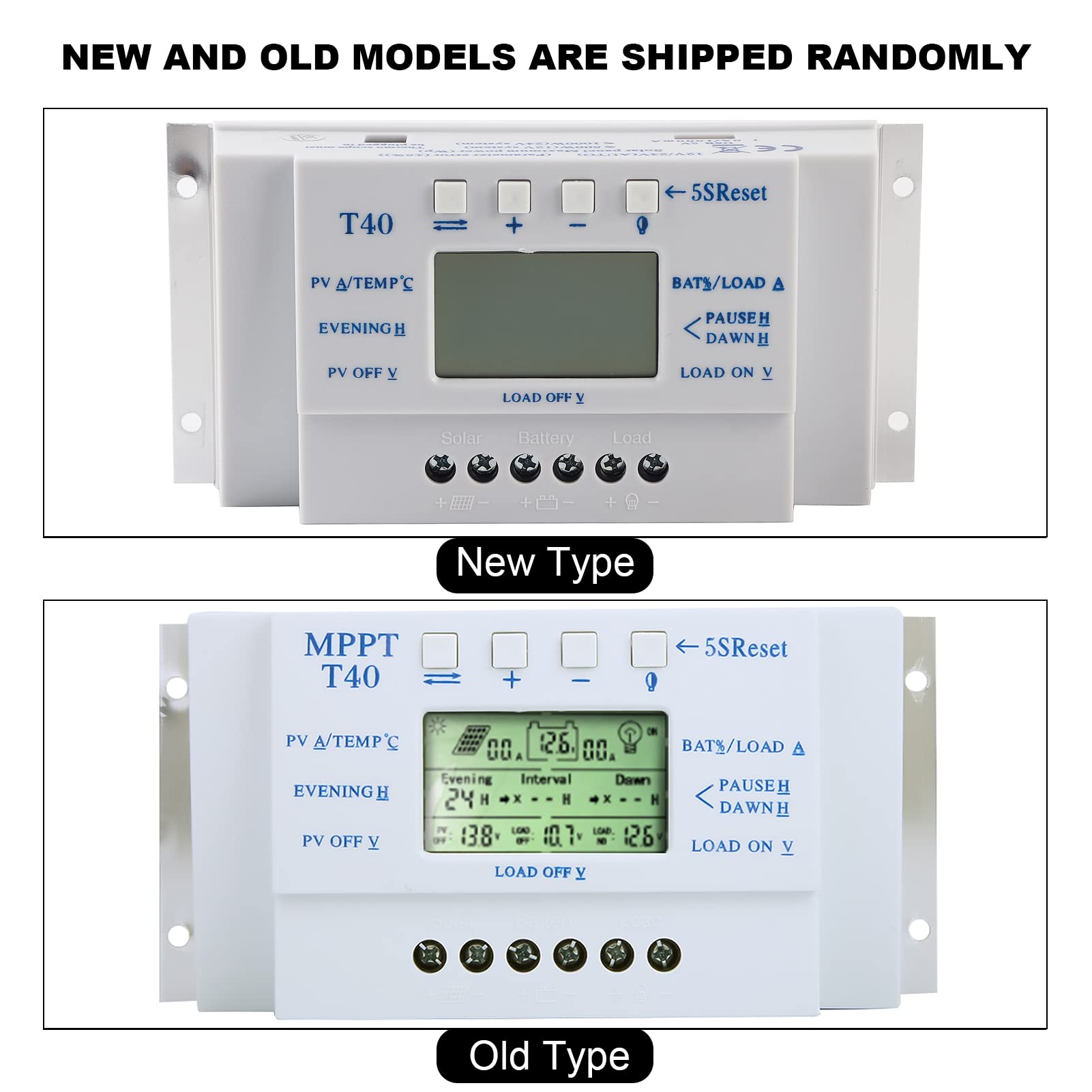 Kontroler ładowania Słonecznego MPPT 12 V 24 V Automatyczny Regulator ładowania Słonecznego 40 A z Wyświetlaczem LCD, technologią MPPT Plus PWM, Niskimi Stratami, kompensacją Temperatury dla