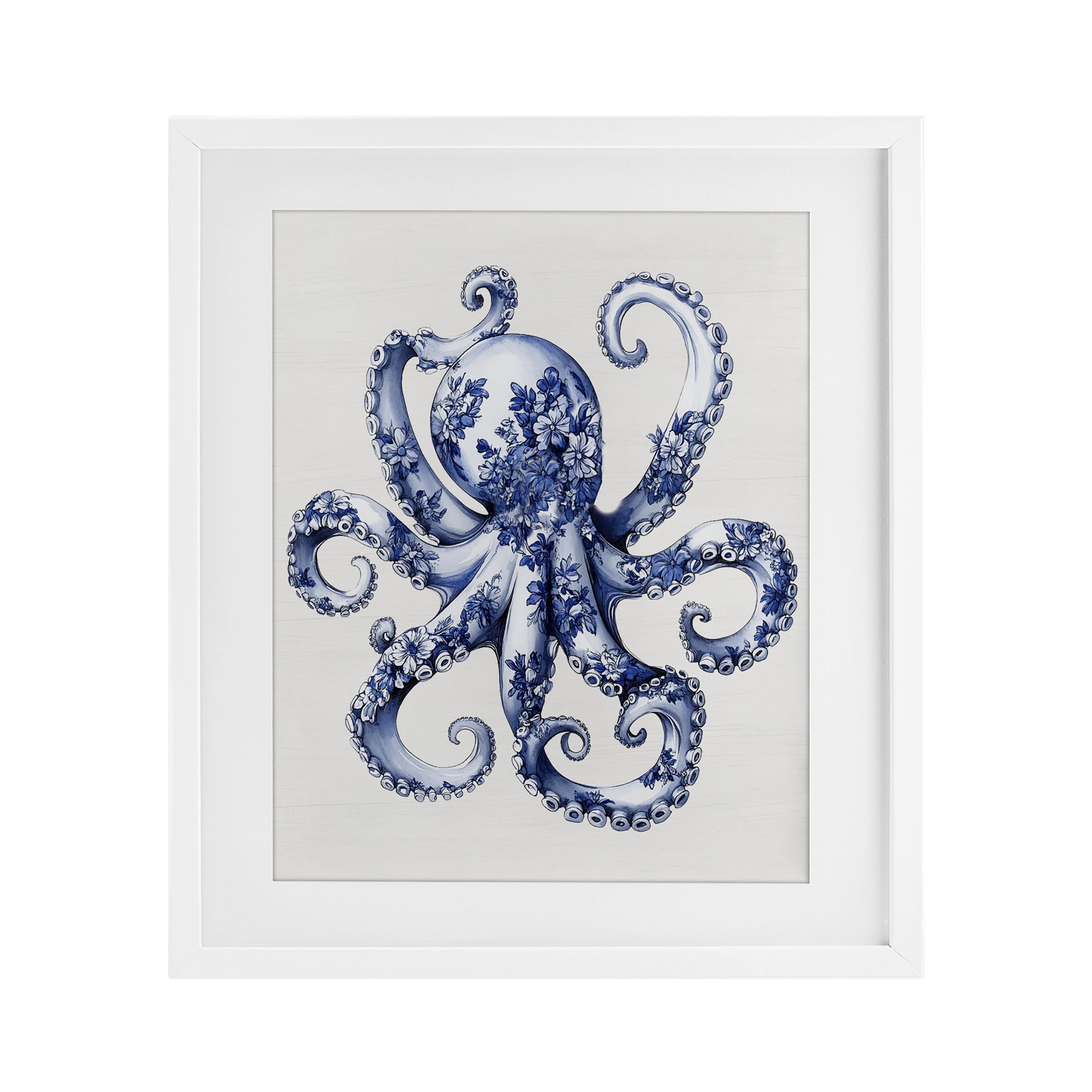Toile funky pieuvre grise Stupell Industries avec verre