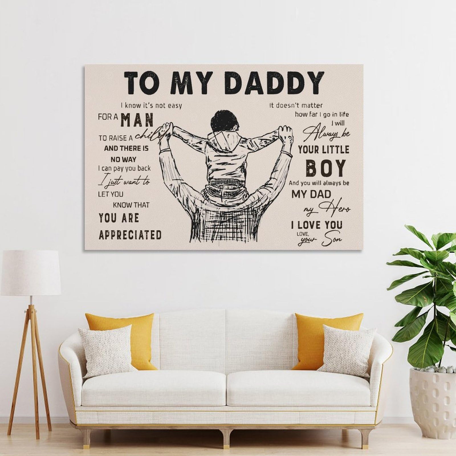 Junmoney to My Daddy Gift from Son Home Decor Wall Art, 20x30inch(50x75cm), for Lounge, Bedroom Or Personal Spaces, Thoughtful Wall Decor for Art Lovers