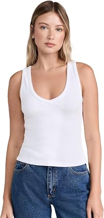 perfectwhitetee Womens V Neck Blondie Tank