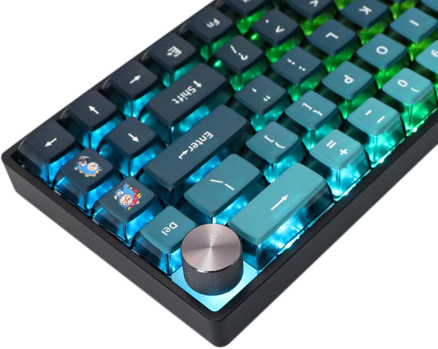 MOLGRIA SKYLOONG GK68 Blue Backlit Gaming Keyboard with Side Transparent Pudding Keycaps, Hot Swappable Red Optical Gateron Switches, Type C Wired Knob Mechanical Keyboard for Win/Mac OS