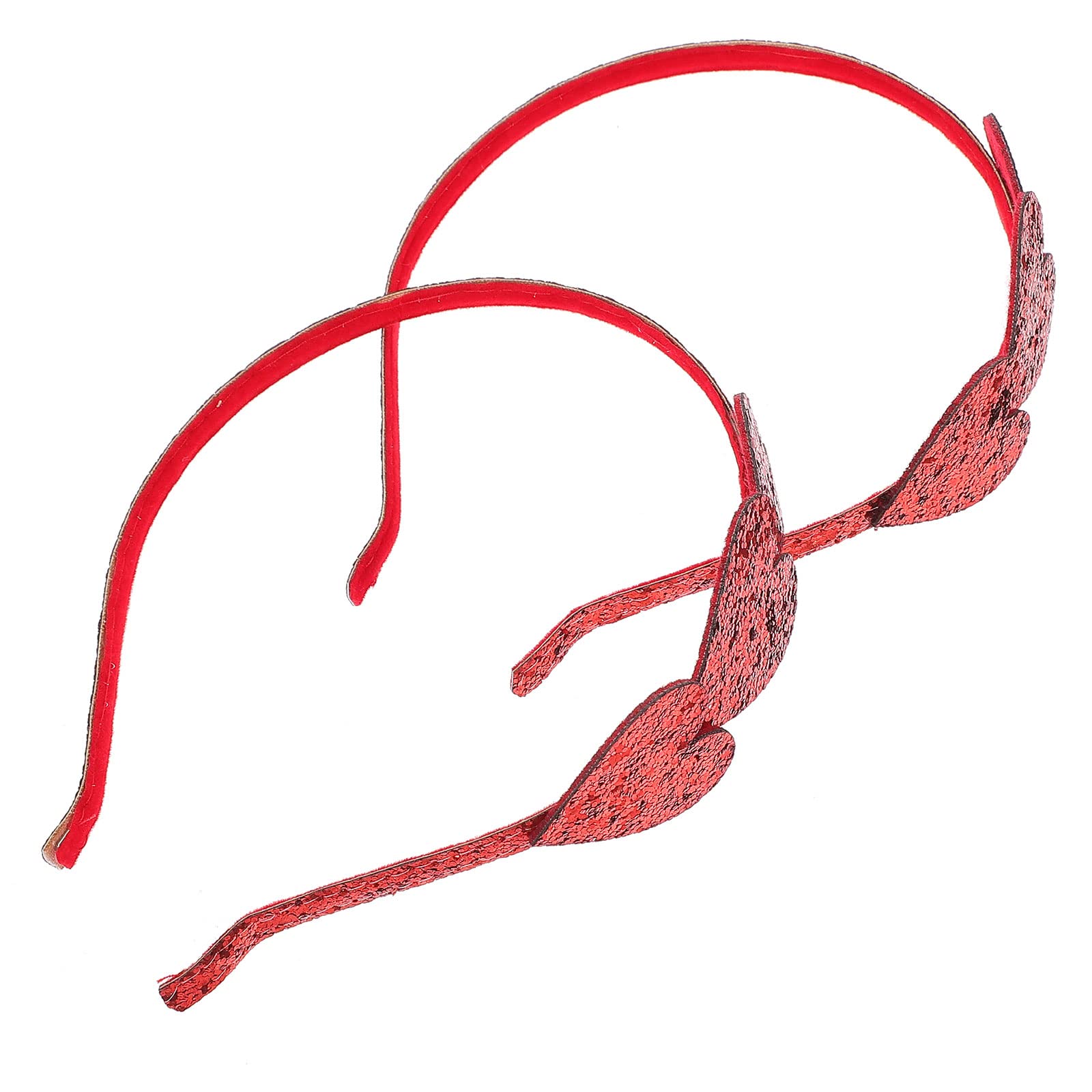 Lurrose 2Pcs Childrens Headband Bright Red Sequin Heart Design Headband for Decor