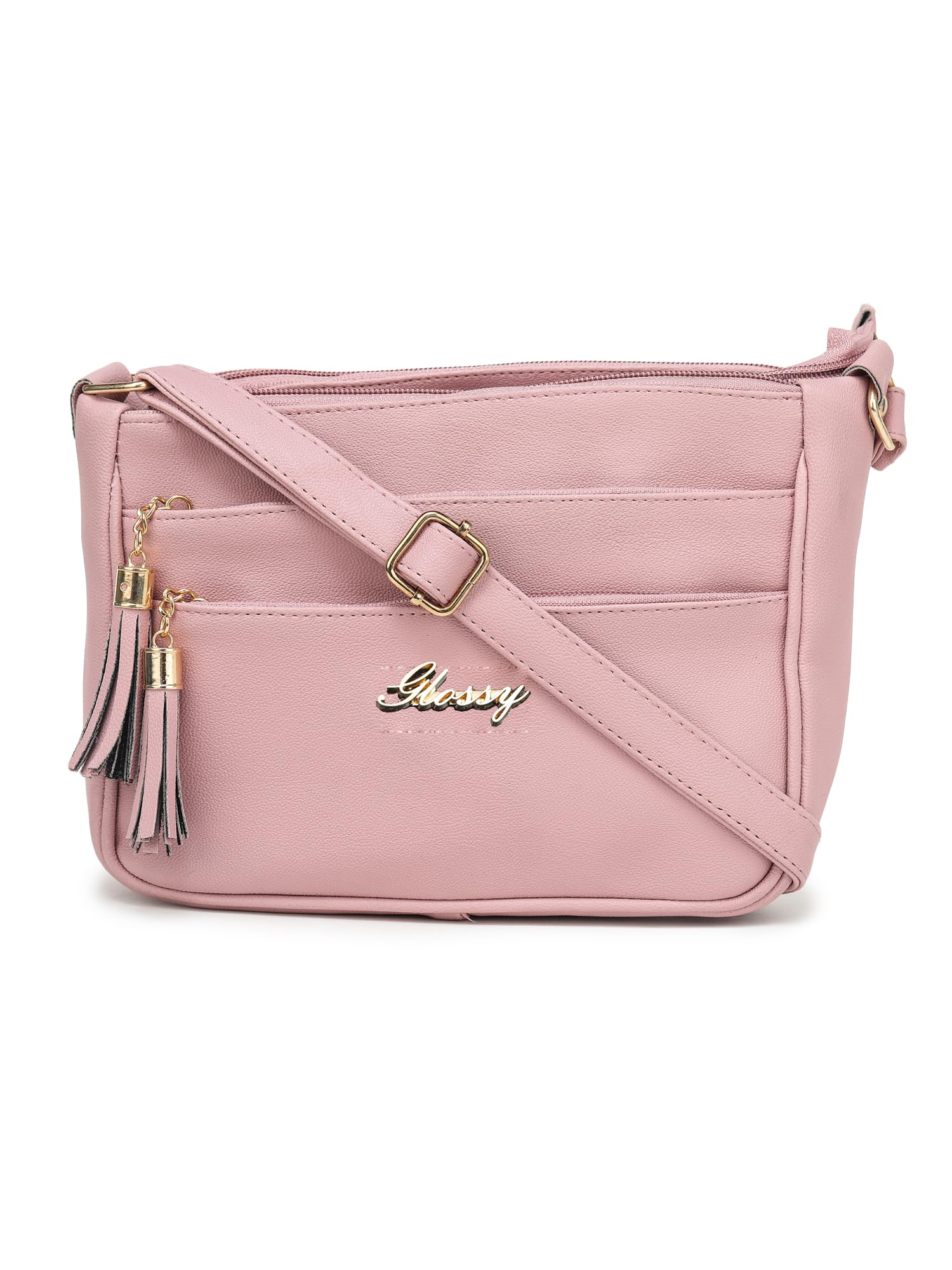 GLOSSY 5 Zipper Sling Bag For Women/Girls (Pink) (B0CX9TV3D1) Amazon Price History, Amazon Price Tracker