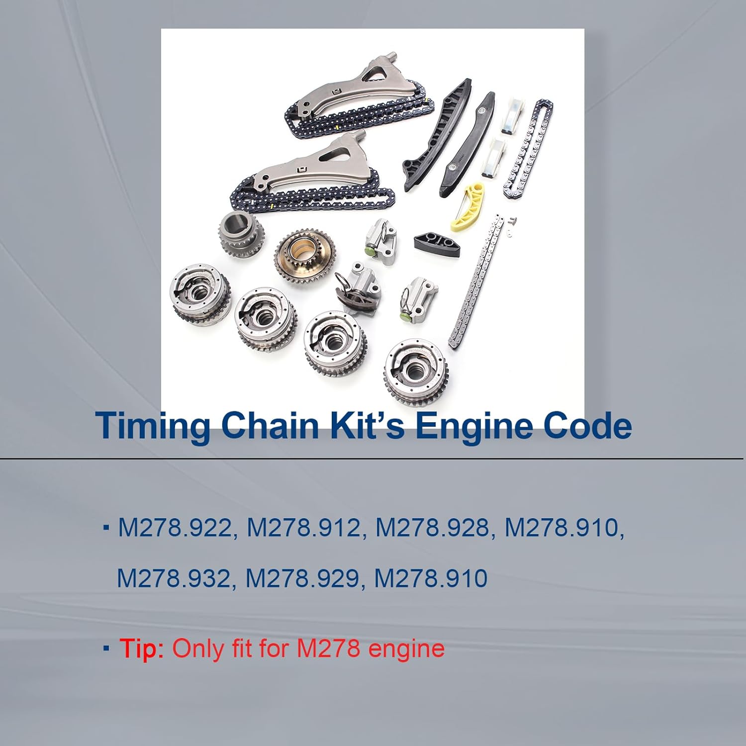 AUCERAMIC M278 Timing Chain Kit with Camshaft Adjuster Sprocket Compatible with Mercedes Benz CLS550 E500 E550 GL450 GL500 X166 GL550 GLS550 CL550 GLE500 ML500 W166 W212 4.7L V8 Turbo A0009935576